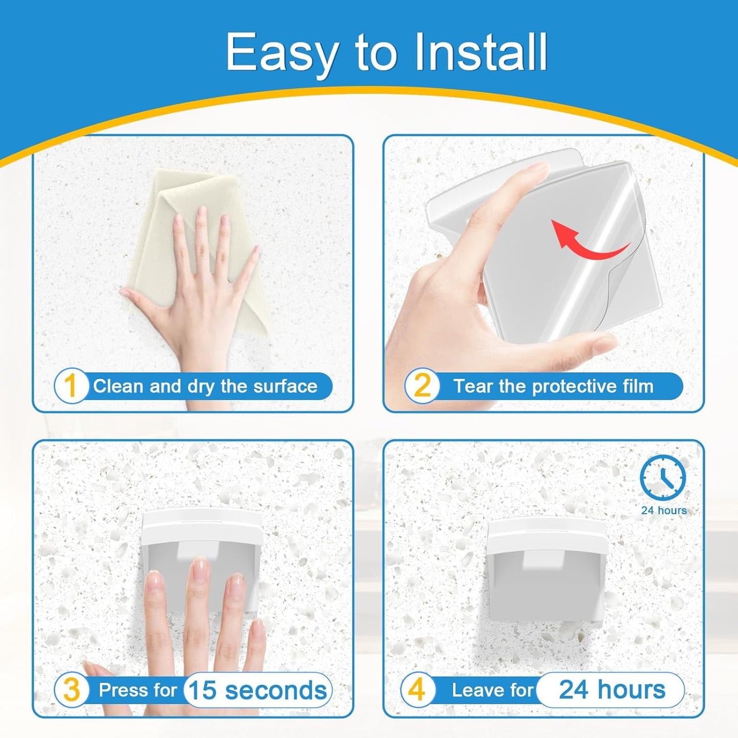 Livhil 24 Pack Adhesive Hat Rack, ABS Plastic Wall Hat Organizer, Multipurpose Hat Hooks for Wall, No Drilling