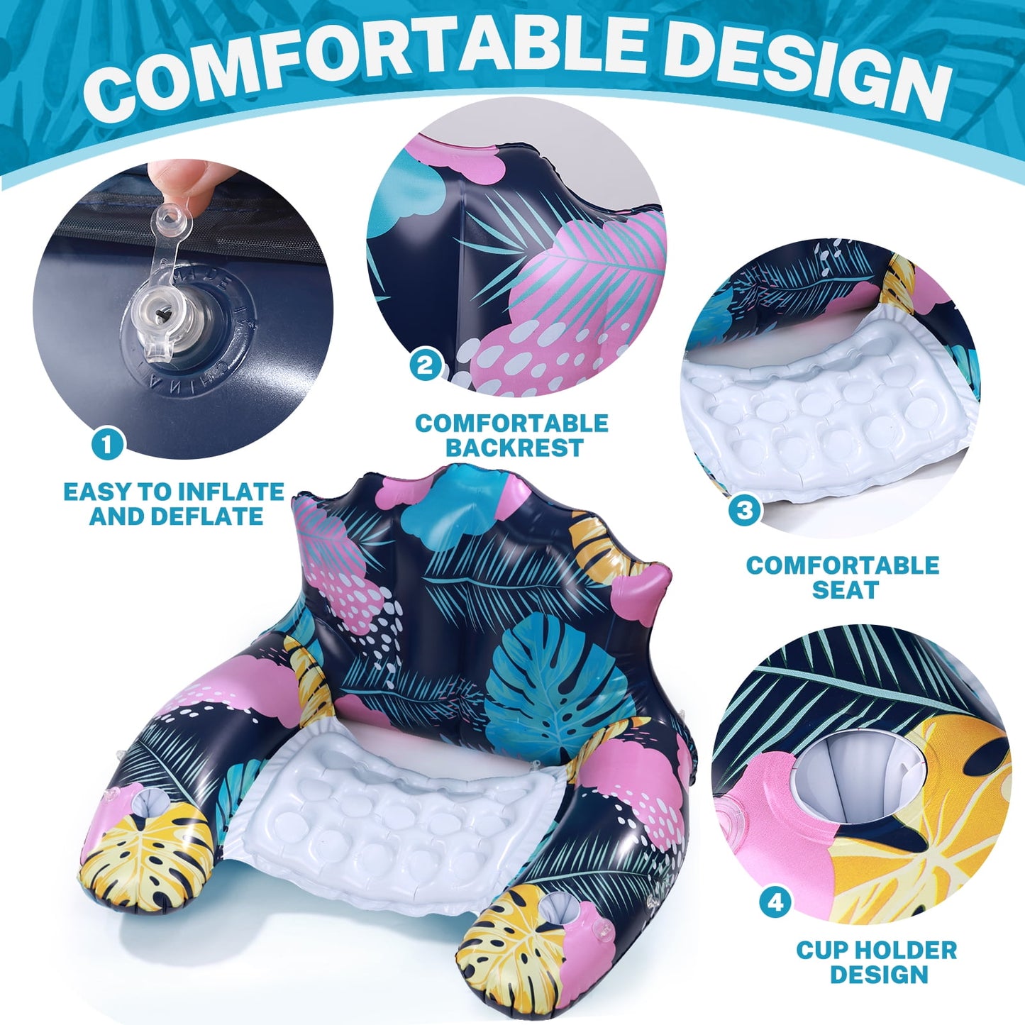 Livhil Pool Float with Canopy, Cup Holder - XL Pool Chair Lounge Float with Adjustable Sun Shade Cover, Drink Holder