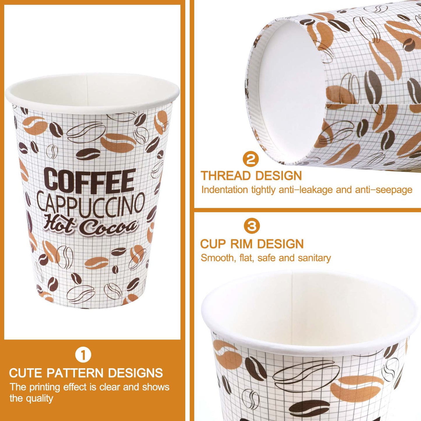 Livhil 100 Sets 12 oz Disposable Coffee Cups with Lids, To Go Paper Coffee Cups Disposable