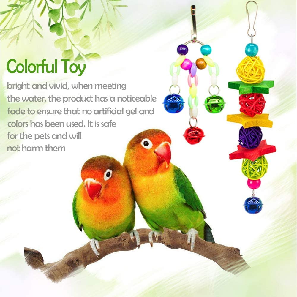 Livhil 7 Pack Bird Parrot Toys Parakeet Toys, Colorful Bird Chewing Toys Swing Hanging Toy Bird Cage Toys