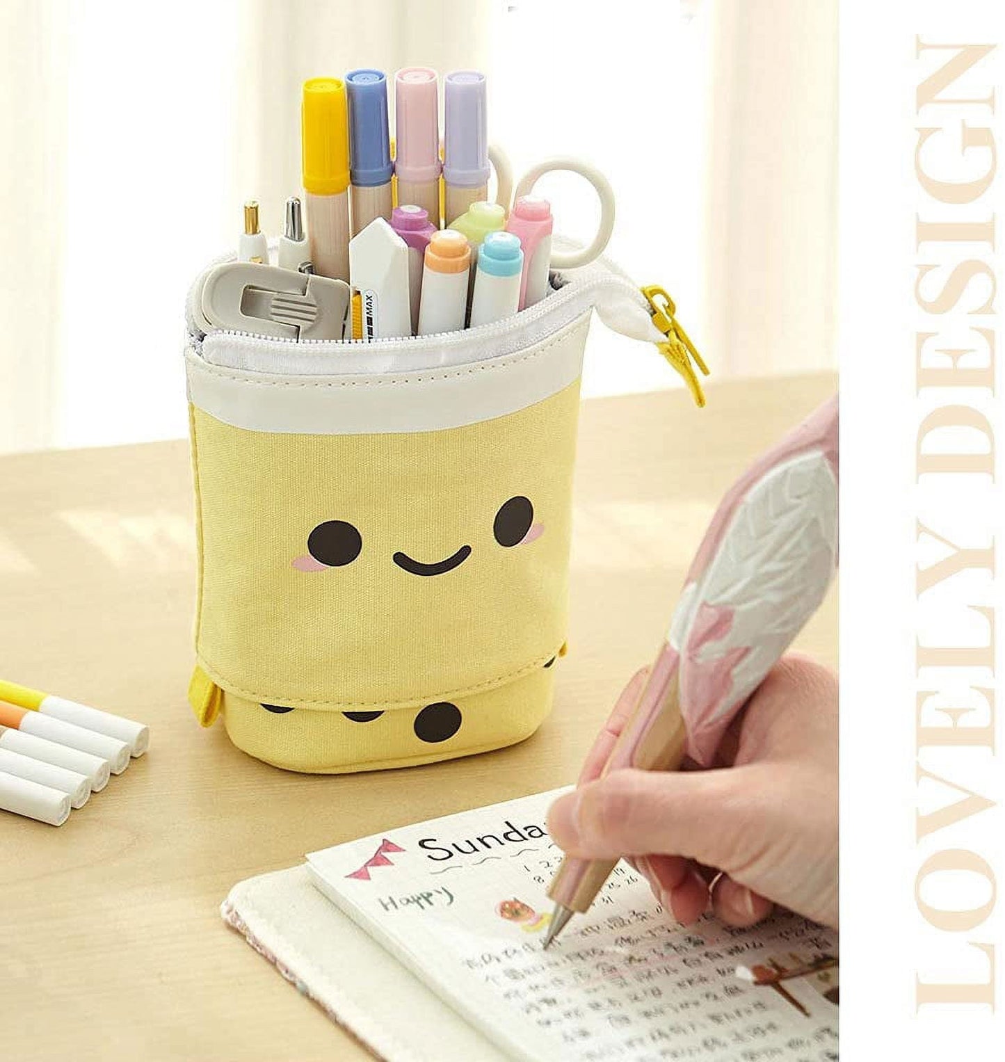 Livhil Boba Pencil Case, Pop up Pencil Box Makeup Pouch for Kids School Supplies