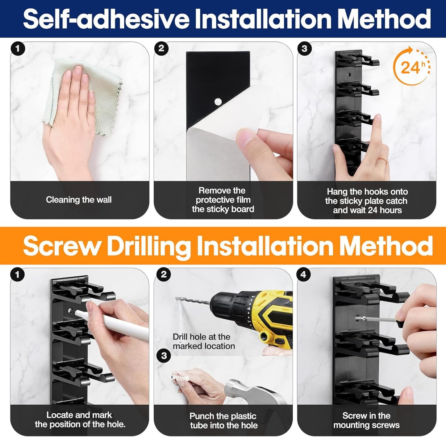 Livhil 2 Pack Hat Rack for Baseball Caps, Adhesive Hat Holder for Wall, Baseball Hat Storage Hold Up to 20 Hats