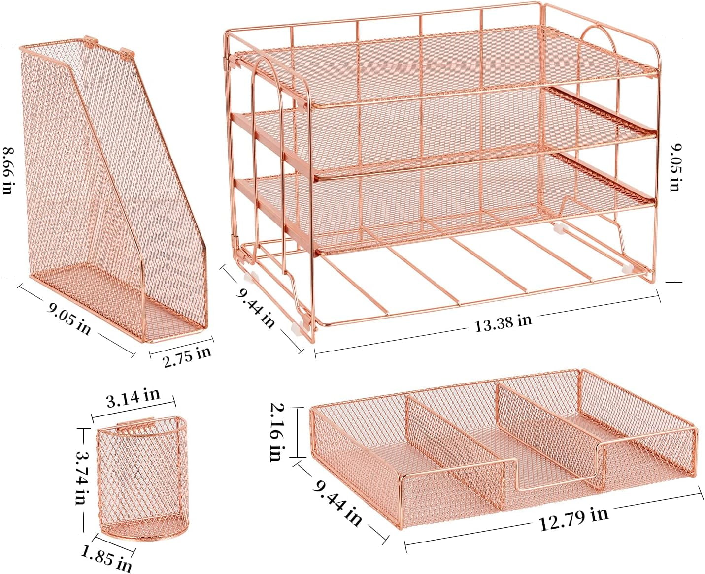 Livhil Desk Organizer Office Accessories, 4-Tier Desk Organizers and Storage & Workspace with Drawer and 2 Pen Holder for Office Supplies (Black)