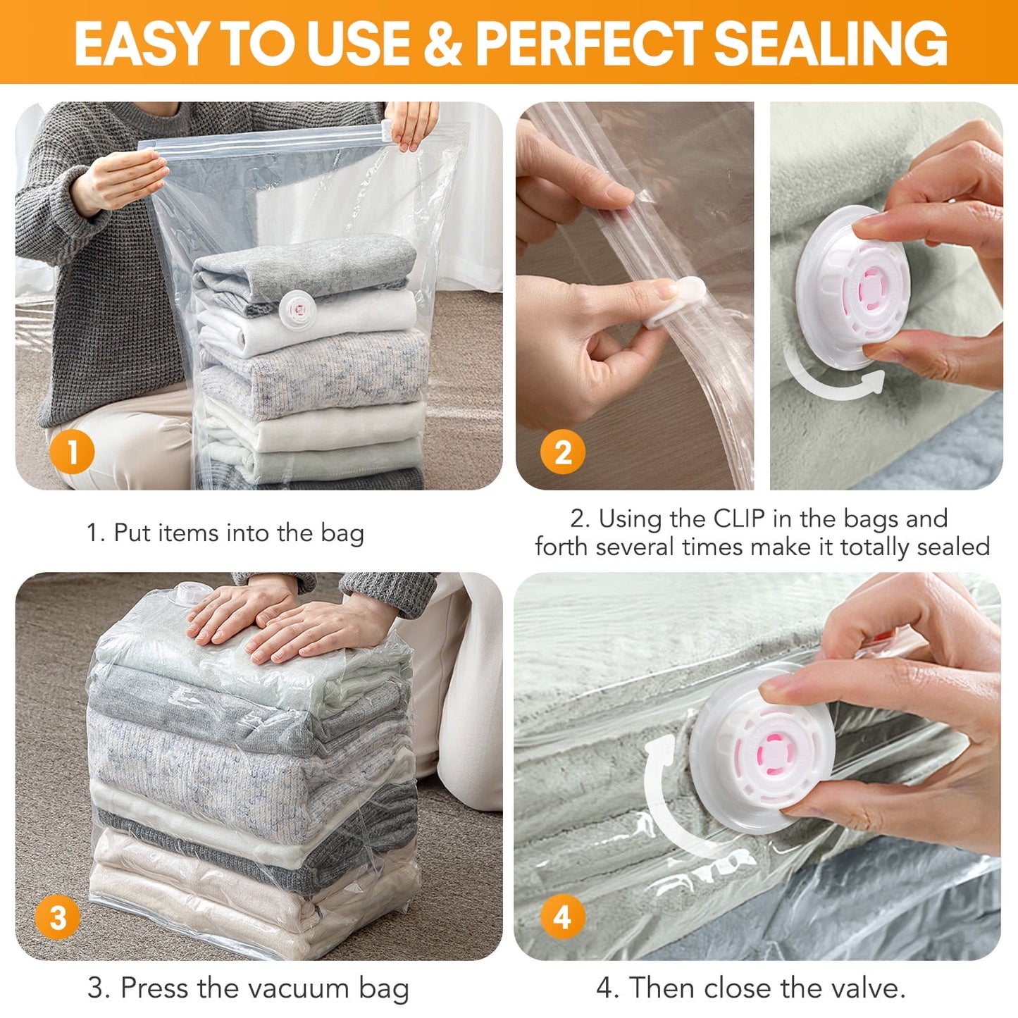 Livhil 8pcs Vacuum Storage Bags, Jumbo Cube, Extra Large Vacuum Seal Bags Space Saver for Clothing