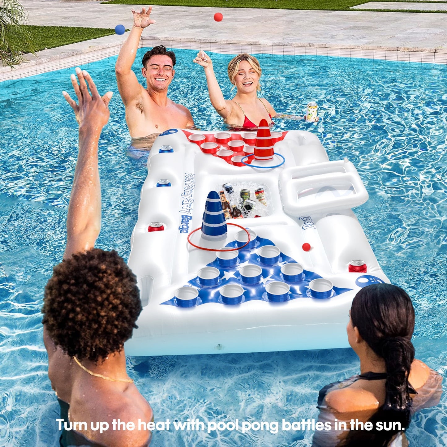 Livhil 71" x 31" Adult Pong Inflatable Pool Game White