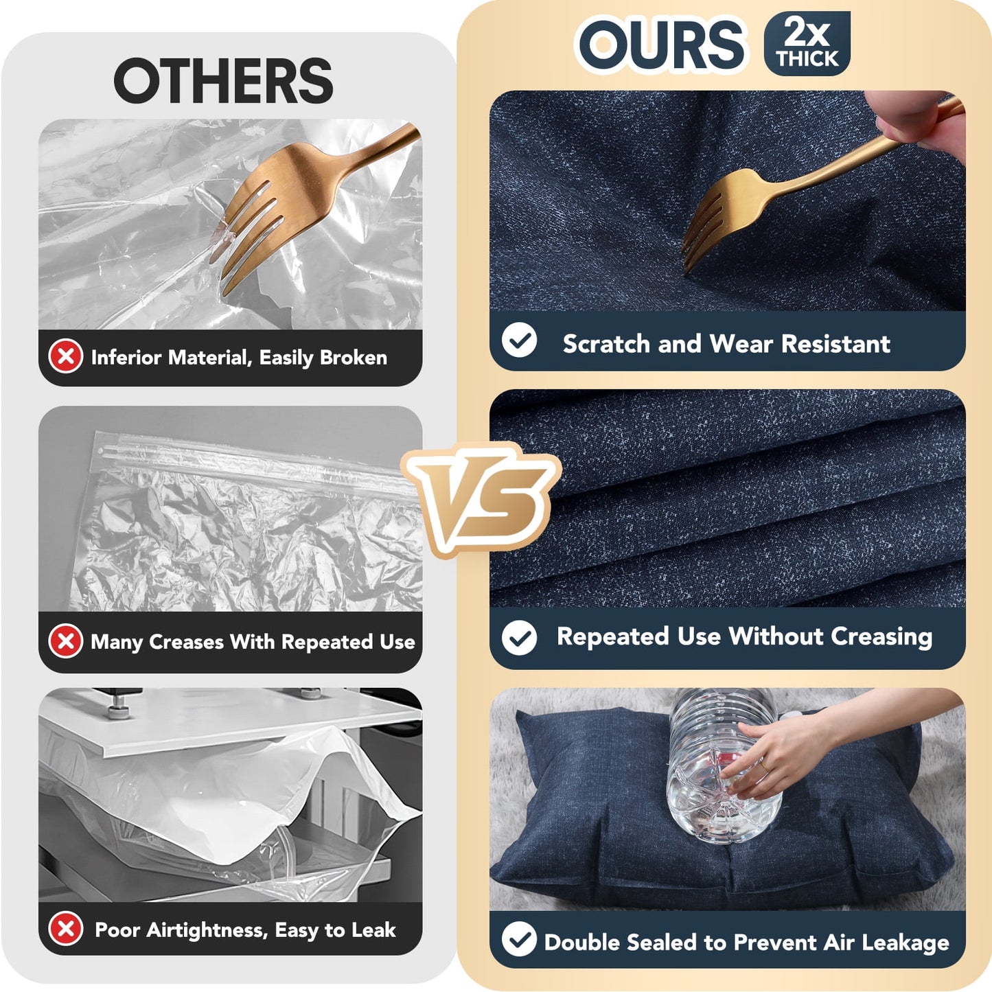 Livhil 6 Pcs Oxford Cloth Vacuum Storage Bags,Space Saver Seal Bags for Clothes,with Hand Pump