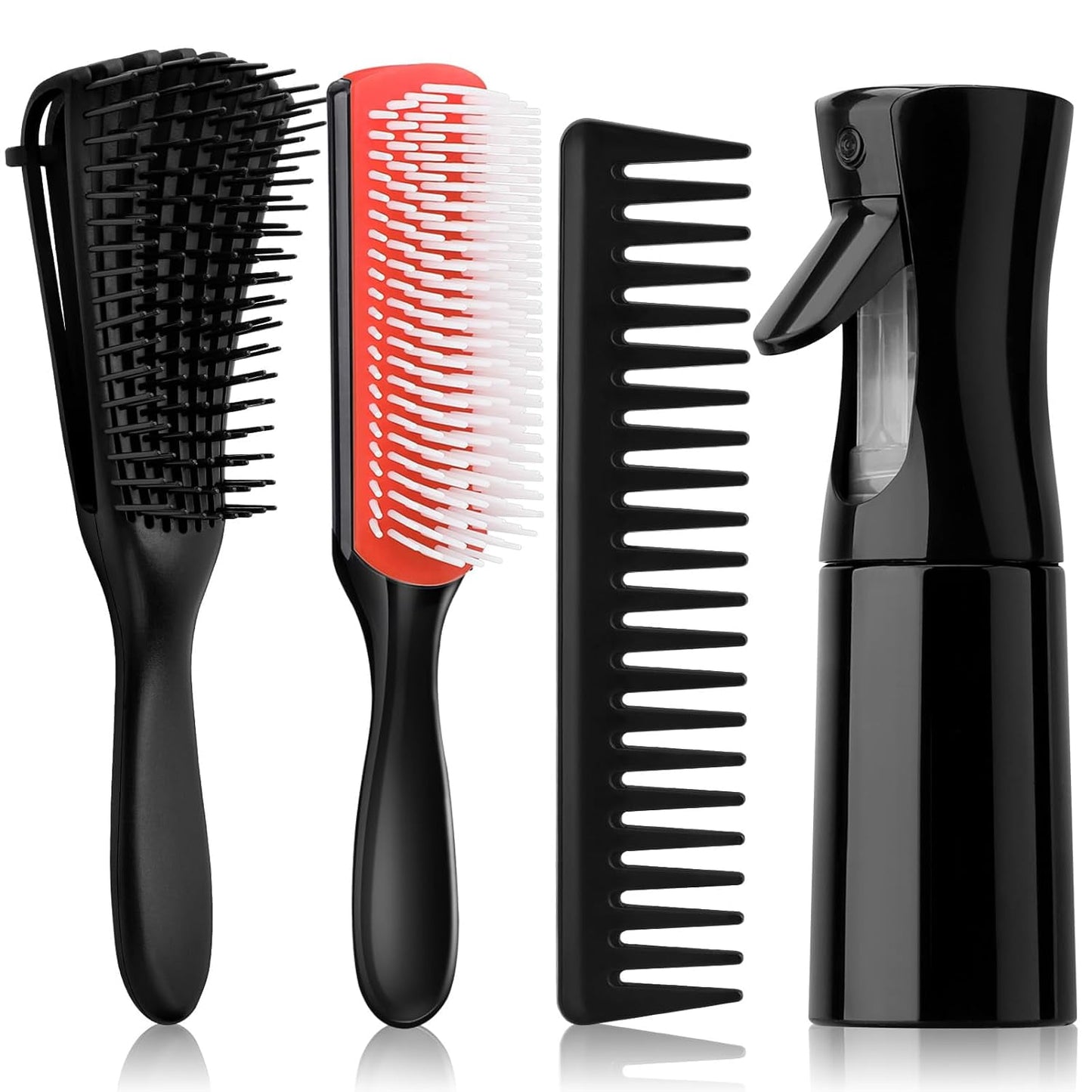 Livhil 4pcs Detangling Brush Set Getting Shine and Makes Hair Smooth, Curly Hair Brush Anti Static Massage