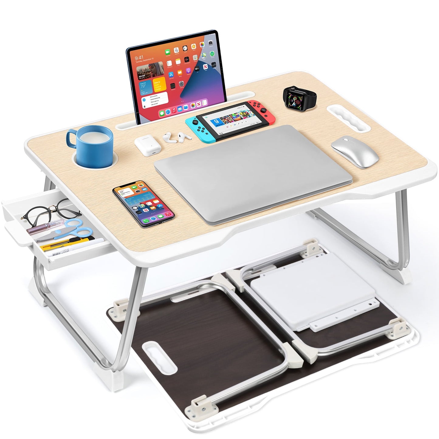Livhil Large Lap Desk for Bed | Laptop Table, Portable Lap Writing Desk