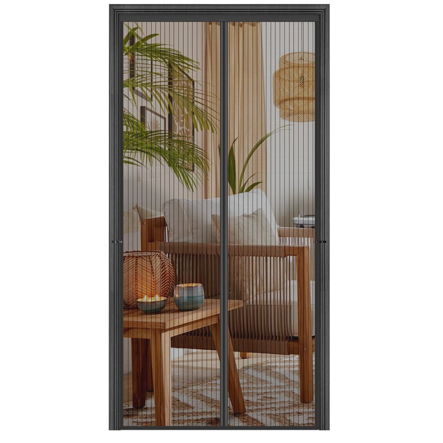 Livhil Mesh Magnetic Screen Door, Sliding Door Screen Magnet Closure Mesh Curtain for Front Back Patio Balcony