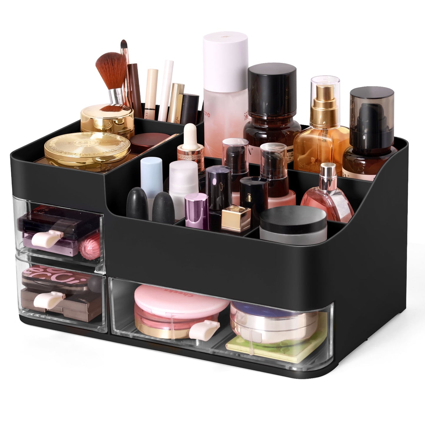 Livhil Makeup Organizer And Storage, Makeup Organizer Countertop, Pink Makeup Organizer with 3 Drawers, Makeup Organizer for Vanity