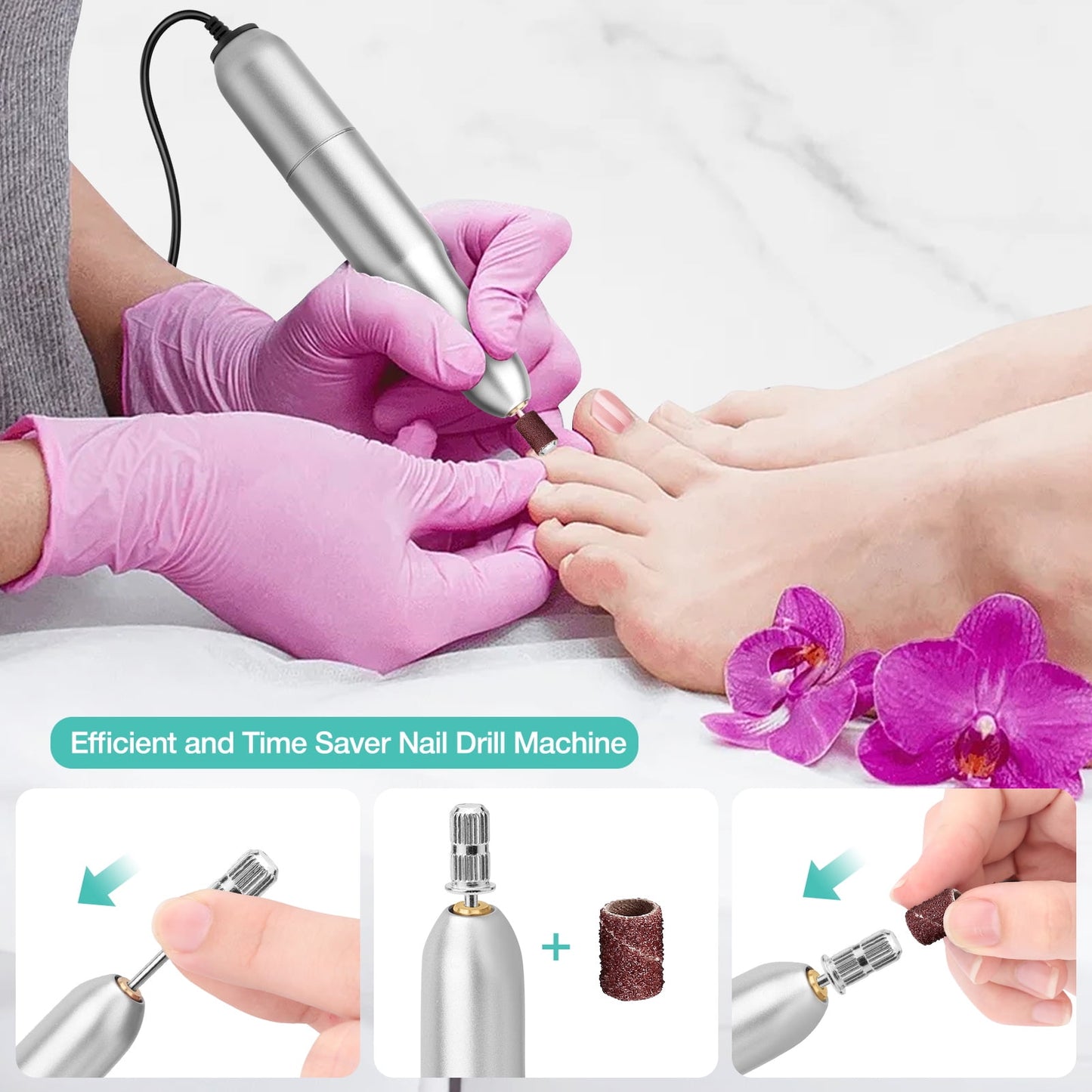 Livhil Electric Nail Drill Machine Nail File Portable Nail Tools with Nail Drill Bits Sanding Bands