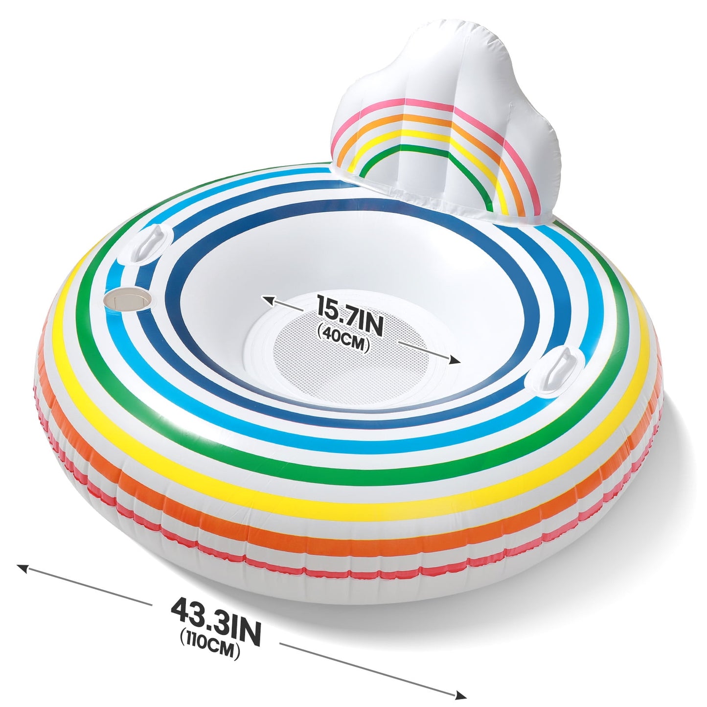 Livhil Inflatable Pool Float Lounger - River Tube Floating Chair Sofa with Backrest,Pool Floats for Adults (White Rainbow)