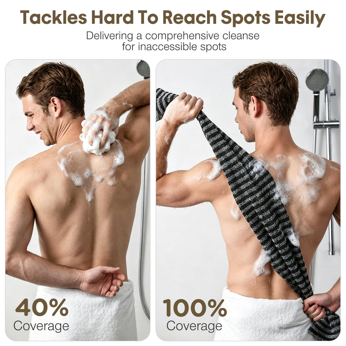 Livhil 2Pcs Exfoliating Shower Towel, Exfoliating Washcloth Stretchable Quick Dry, Exfoliating Towel for Body, Suitable for All Skin