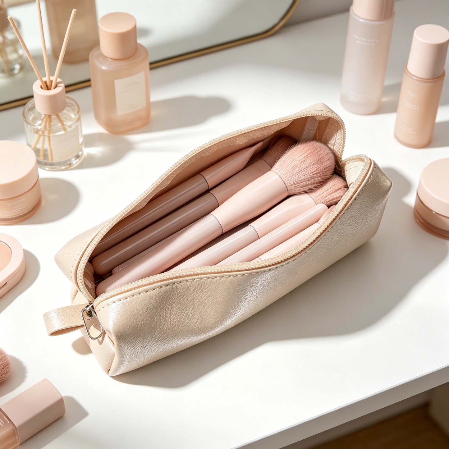 Livhil 13 Pcs Pink Makeup Brushes Set, Soft Makeup Brushes with Pouch, Eyeshadow Brushes Easy-taken Full Face Cosmetic Brushes for Beginners