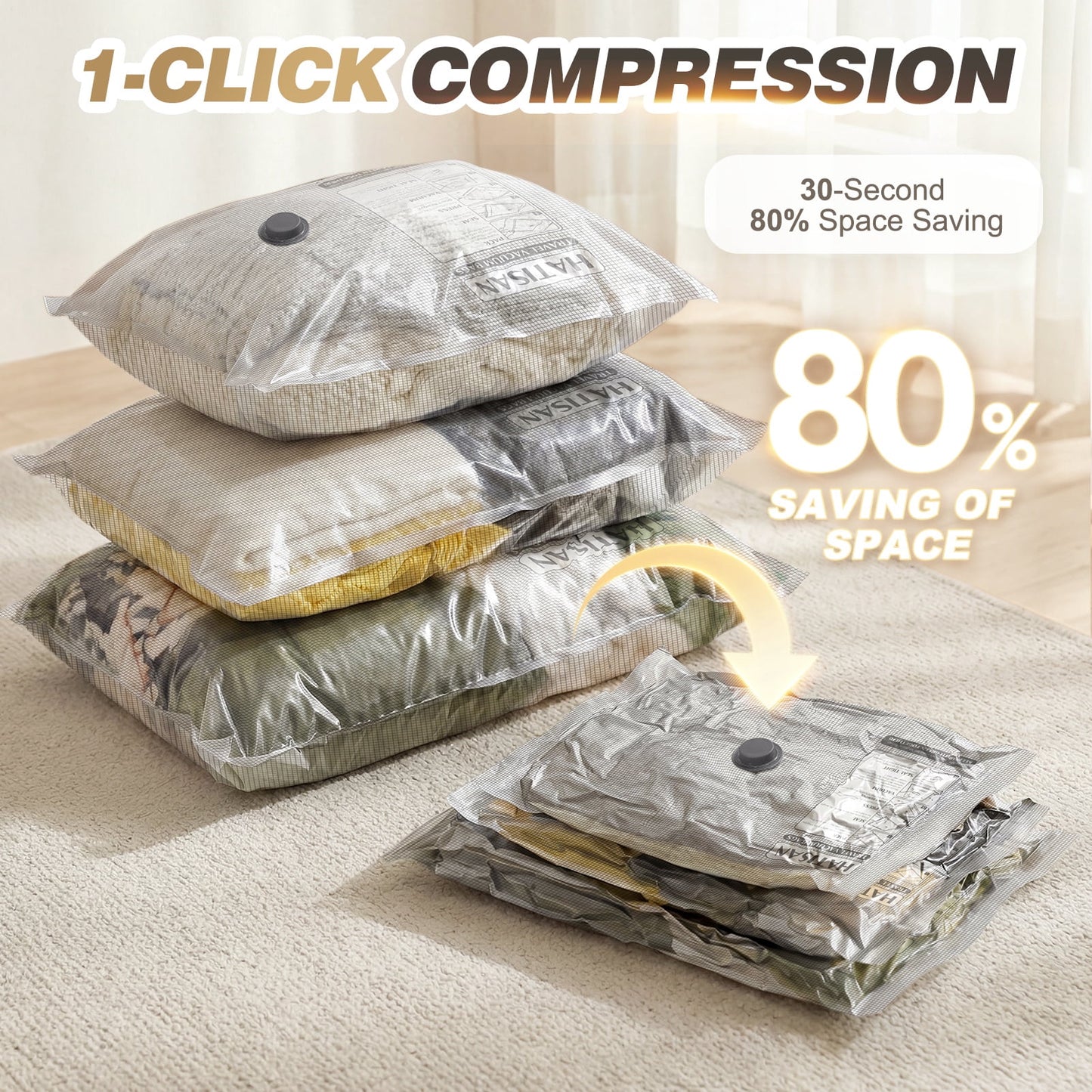 Livhil Vacuum Storage Bags with Electric Pump, Vacuum Seal Bags for Clothes, Travel Vacuum Bags with Pump, Reusable Shrink Bags, Square Grid