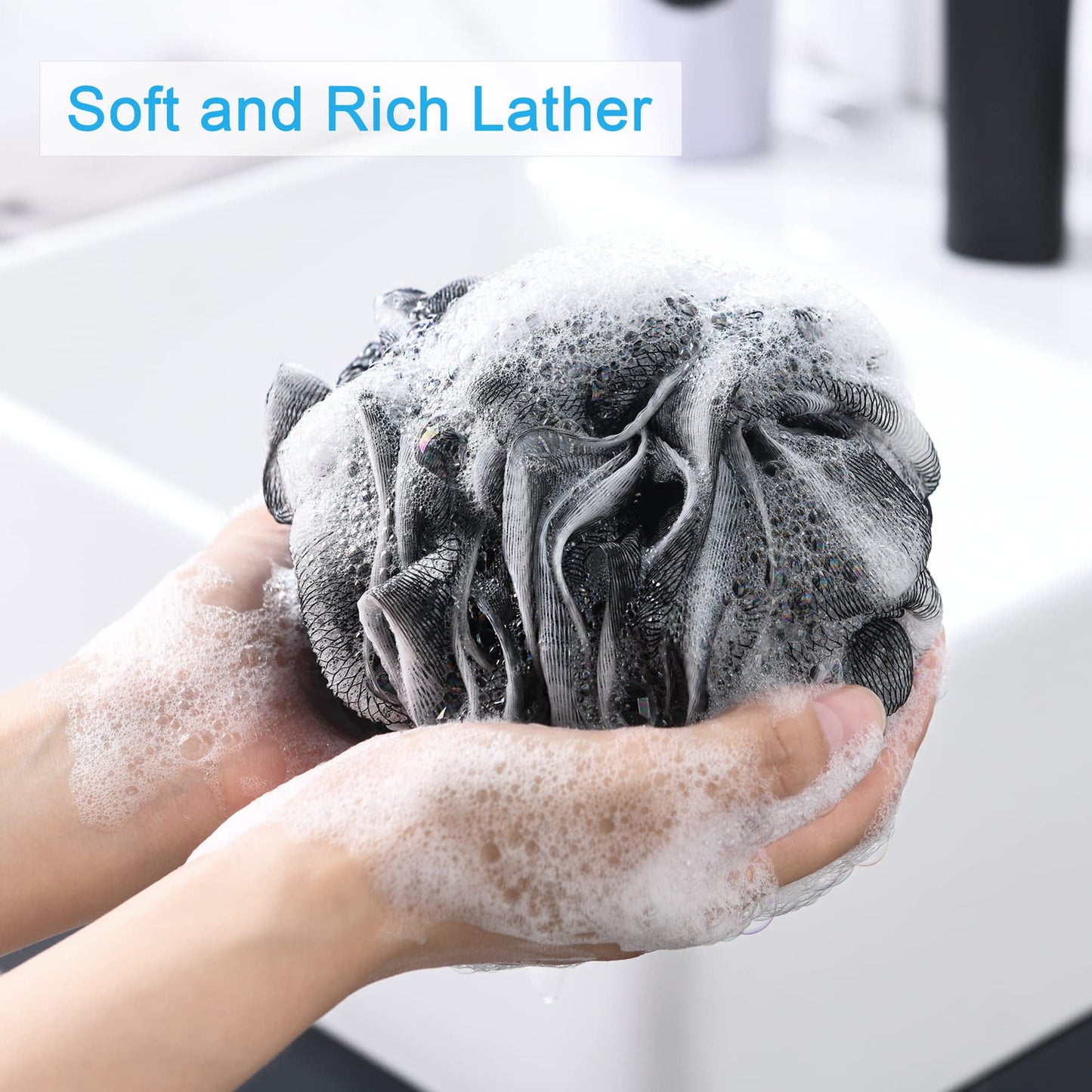 Livhil 4pcs Shower Loofah Sponge, Exfoliating Body Scrubber Bath Sponge for Women and Men, Loofa Shower Sponge