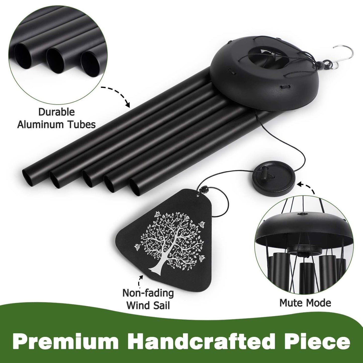Livhil Wind Chimes for Outside, Memorial Wind Chimes Deep Tone, Soothing Aluminium Windbell