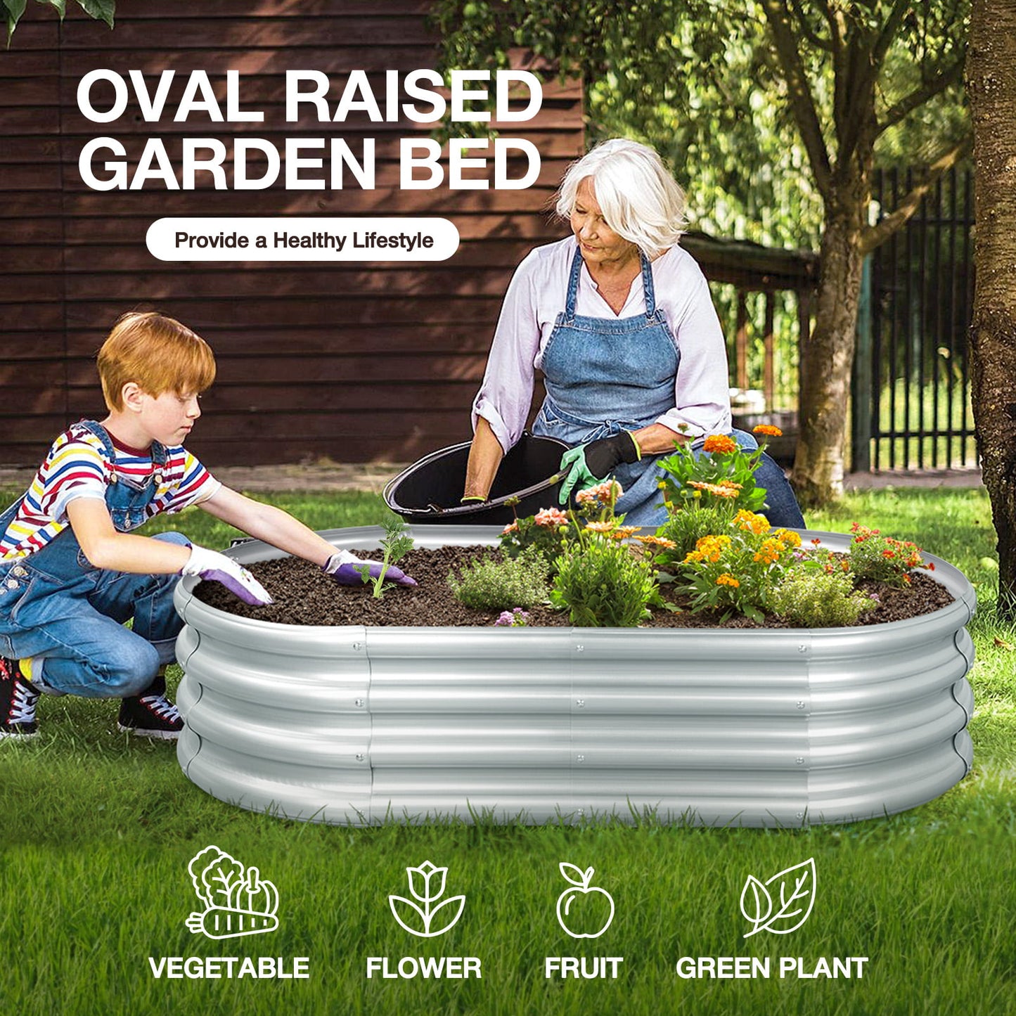 Livhil Galvanized Raised Garden Bed Clearance Mental, Outdoor Garden Planters