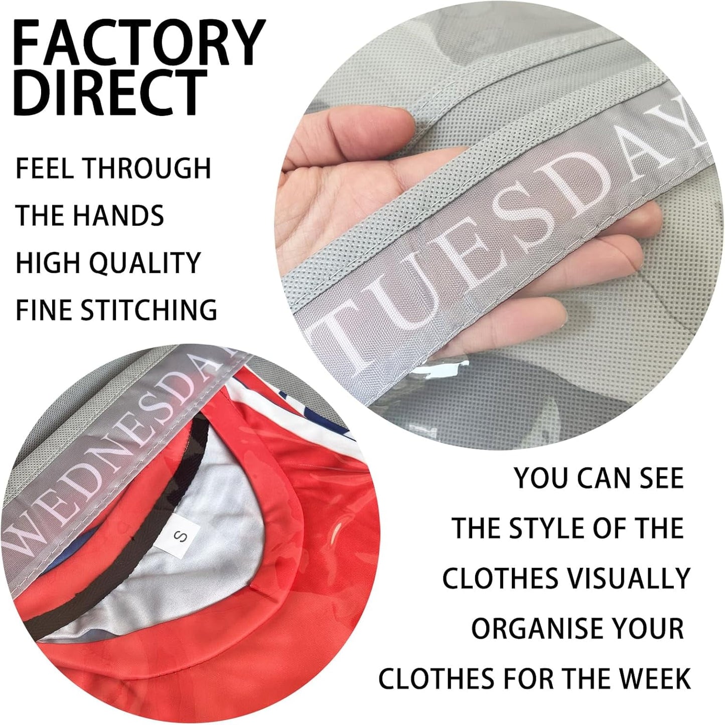 Livhil Hanging Closet Organizer, Weekly Clothes Organizer with Days of the Week Pockets