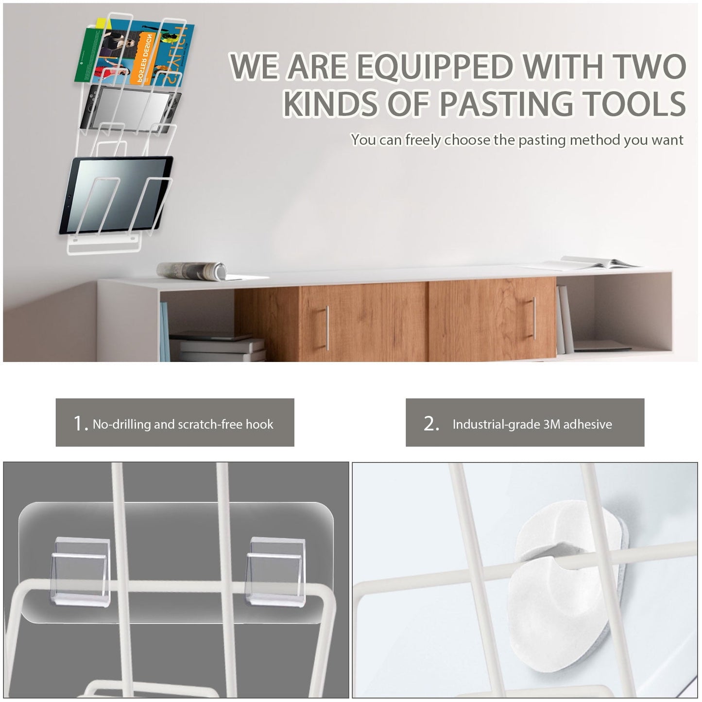 Livhil Device Organizer, Tablet Storage Rack Wall Mount, 4-Tier Tablet Organizer for iPad, Laptop, Gaming Console