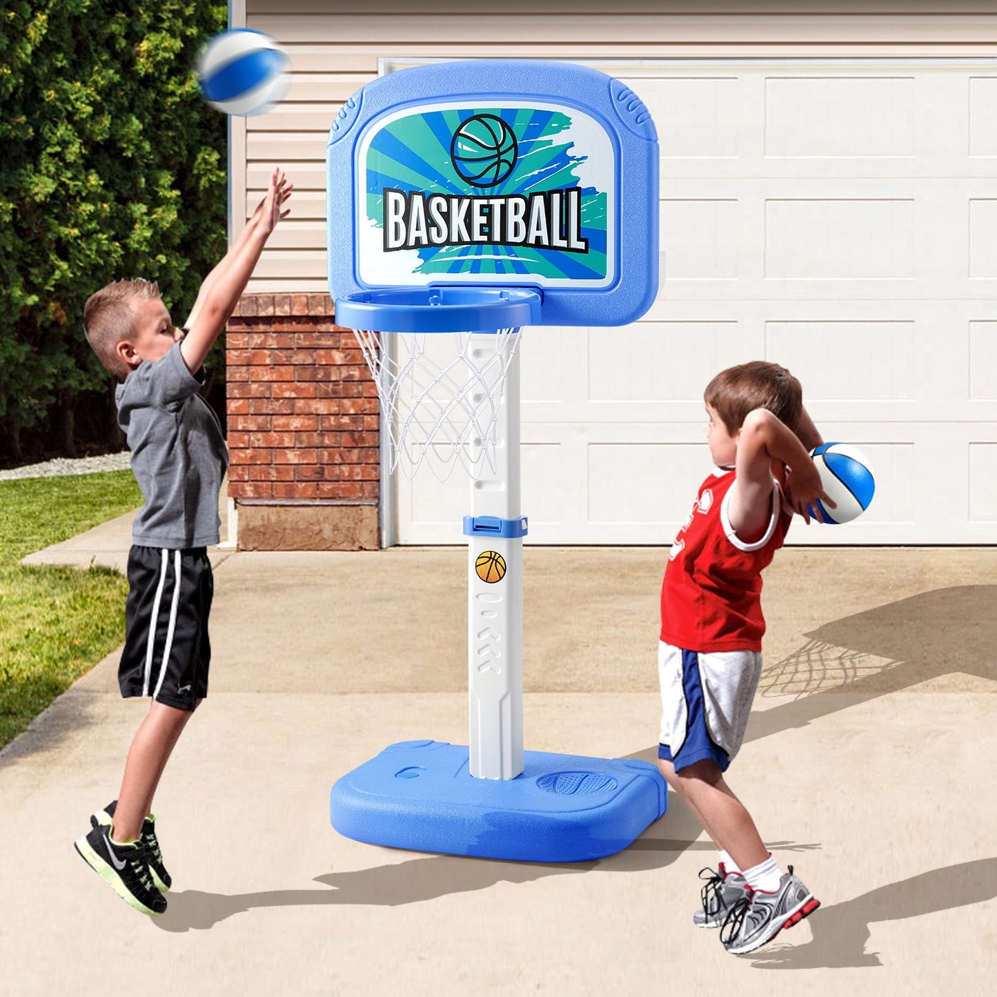 Ayieyill Pool Basketball Hoop, Swimming Pool Basketball Games with Pool Basketball Hoop Poolside and 2 Balls