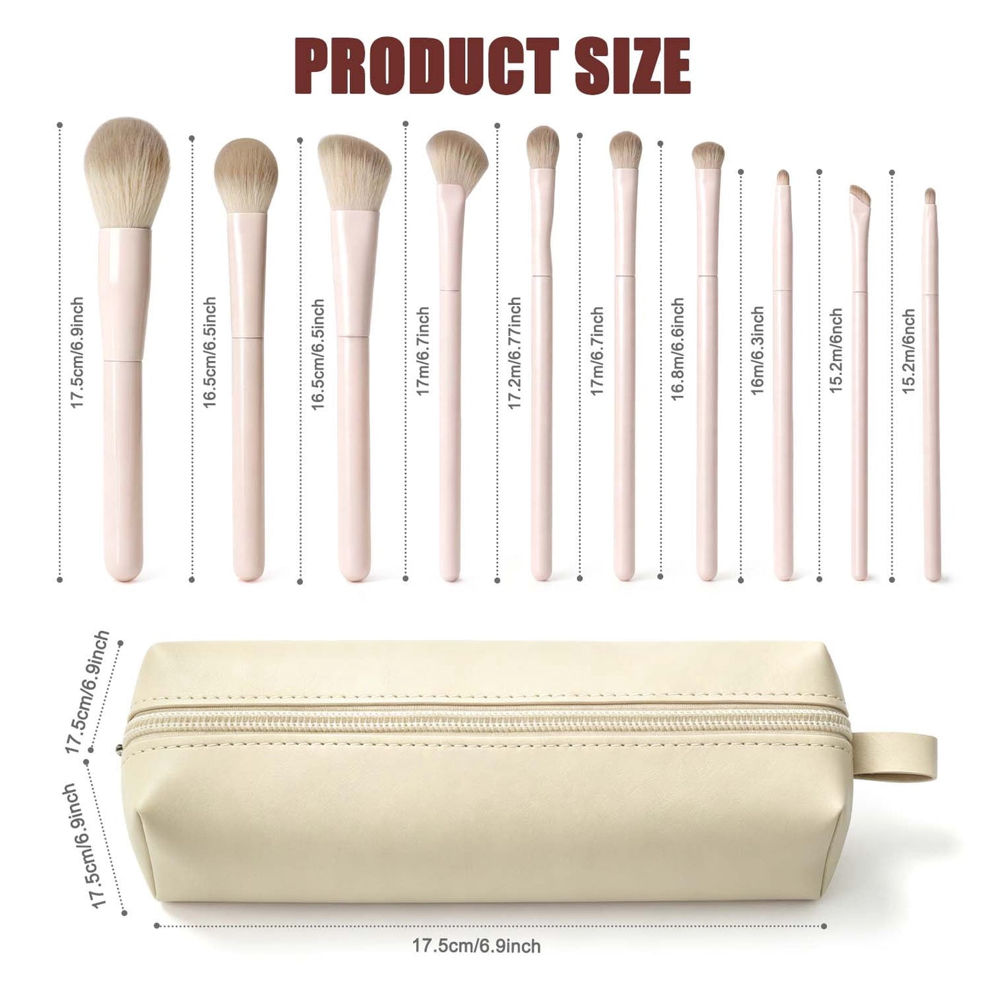 Livhil 13 Pcs Pink Makeup Brushes Set, Soft Makeup Brushes with Pouch, Eyeshadow Brushes Easy-taken Full Face Cosmetic Brushes for Beginners