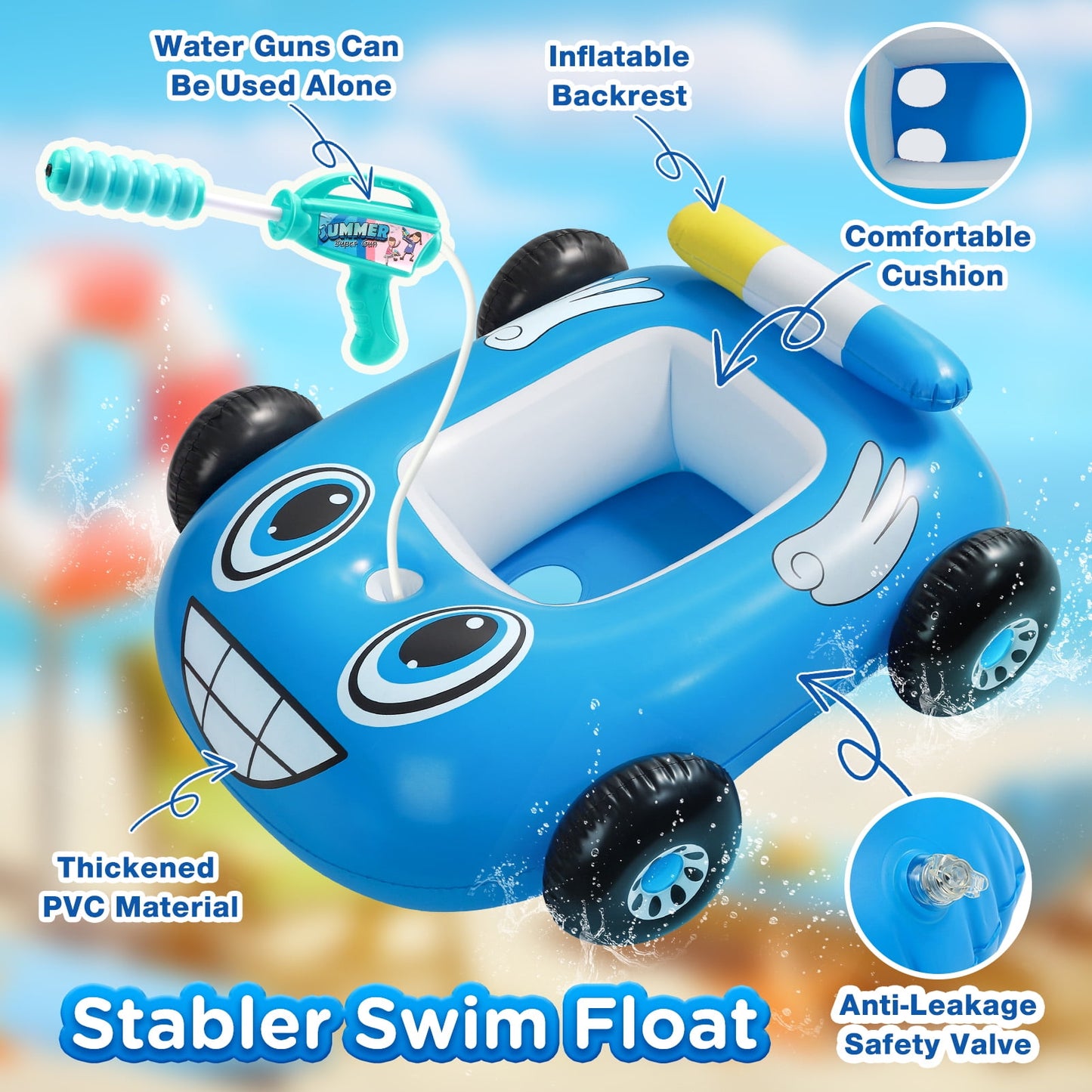 Livhil Swimming Pool Floats Kids 3-6 with Canopy, Tank Inflatable Pool Floats for Kids