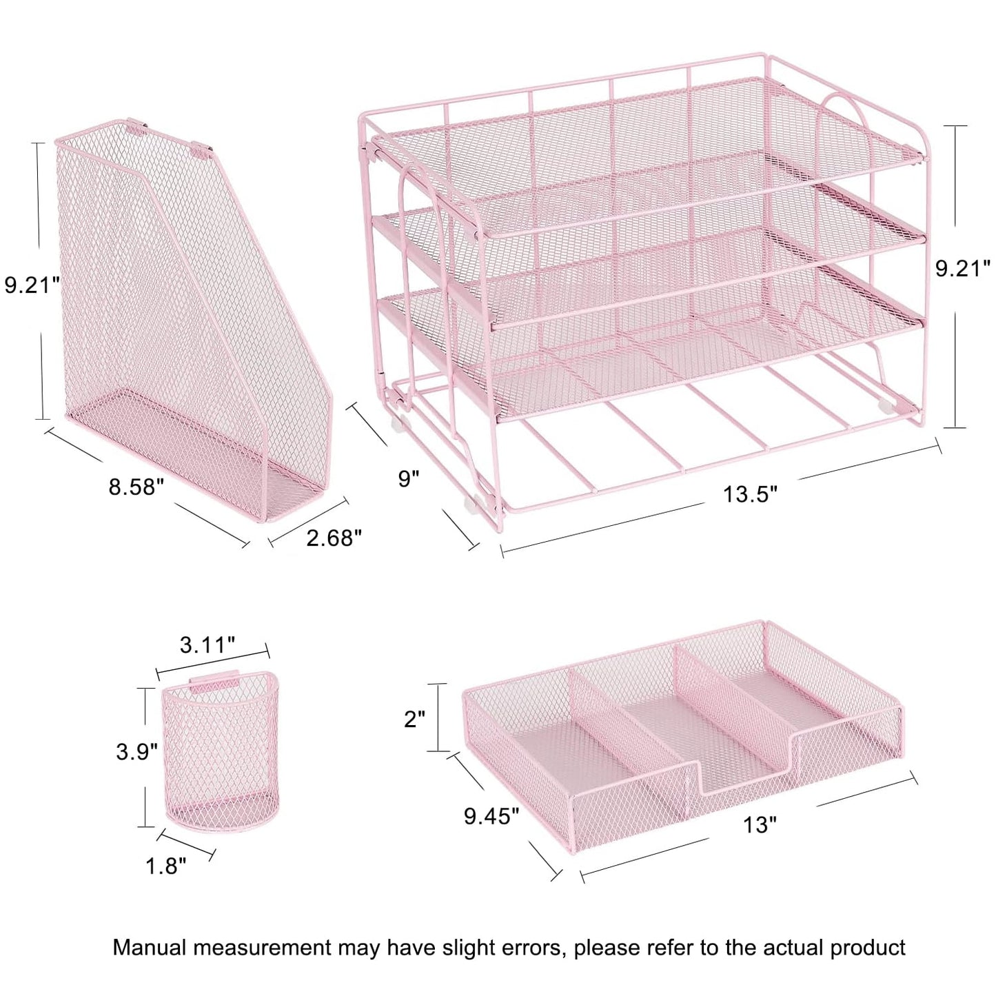 Livhil Desk Organizer Office Accessories, 4-Tier Desk Organizers and Storage & Workspace with Drawer and 2 Pen Holder for Office Supplies (Black)