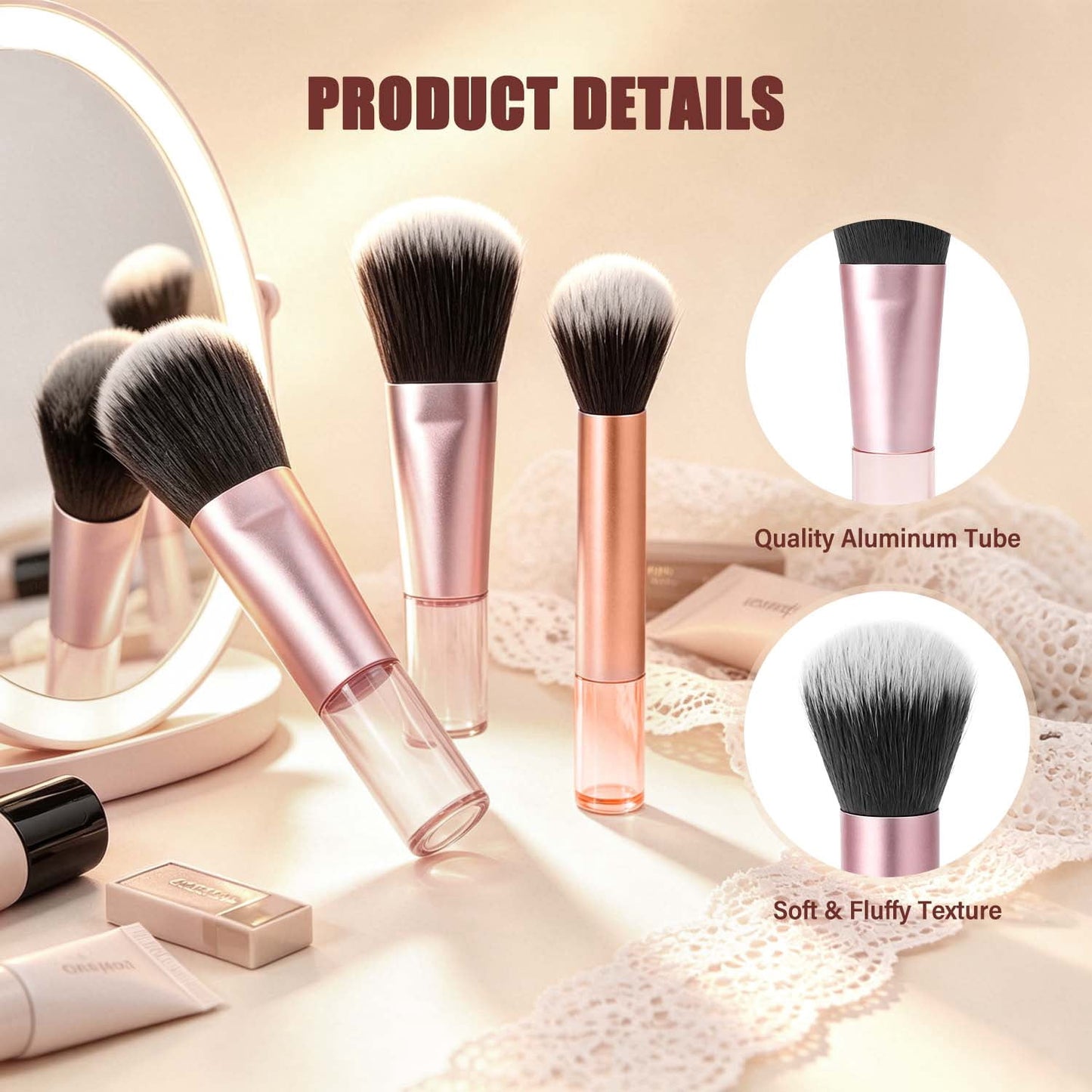Livhil 10pcs Portable Travel Makeup Brush Set, Function Mini Makeup Brushes with Pouch