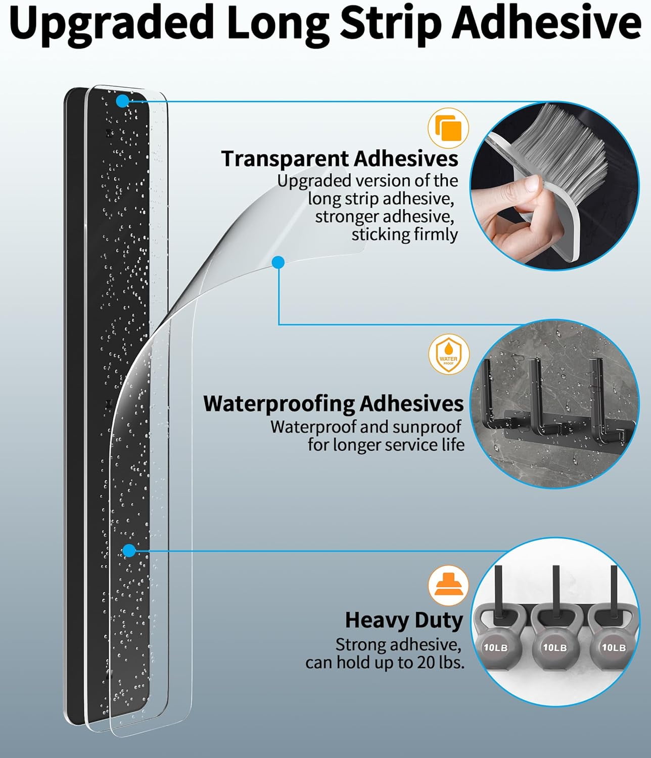 Livhil Hat Rack 2 Packs, Removable Long Row Hat Hooks for Wall, 2 Mounting Options Baseball Hat Organizer Holds 30 Hats