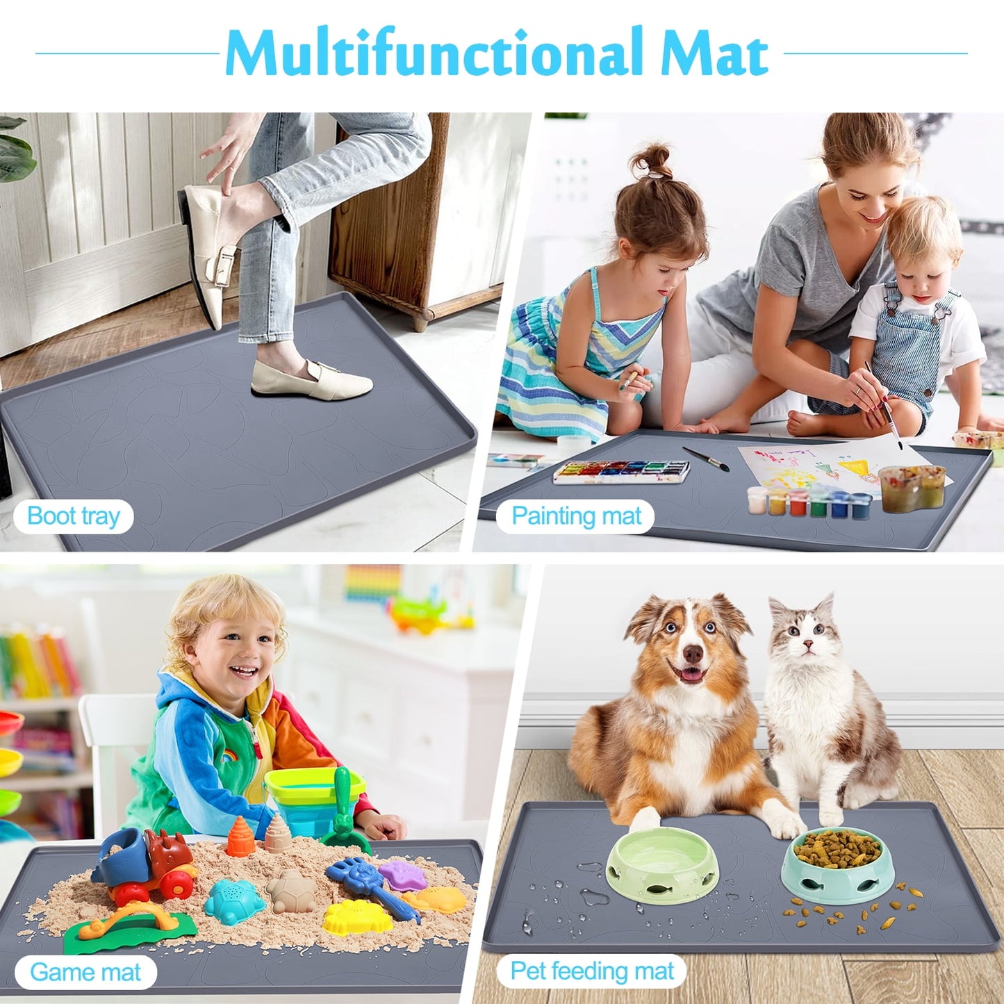 Livhil Under Sink Mat for Kitchen Waterproof, 34"x 22" Silicone Sink Mat Cabinet Liner for Bathroom Under Sink Mat with Raised Edge