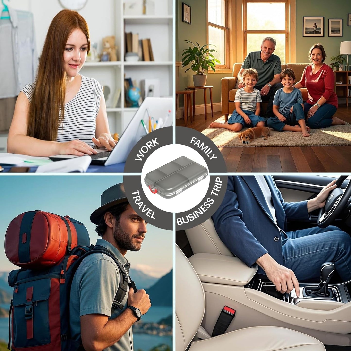 Livhil Large Portable Pill Organizer, Daily Use Pill Organizer with Labels, Travel Essentials Pill Box with 10 Compartments (Grey)