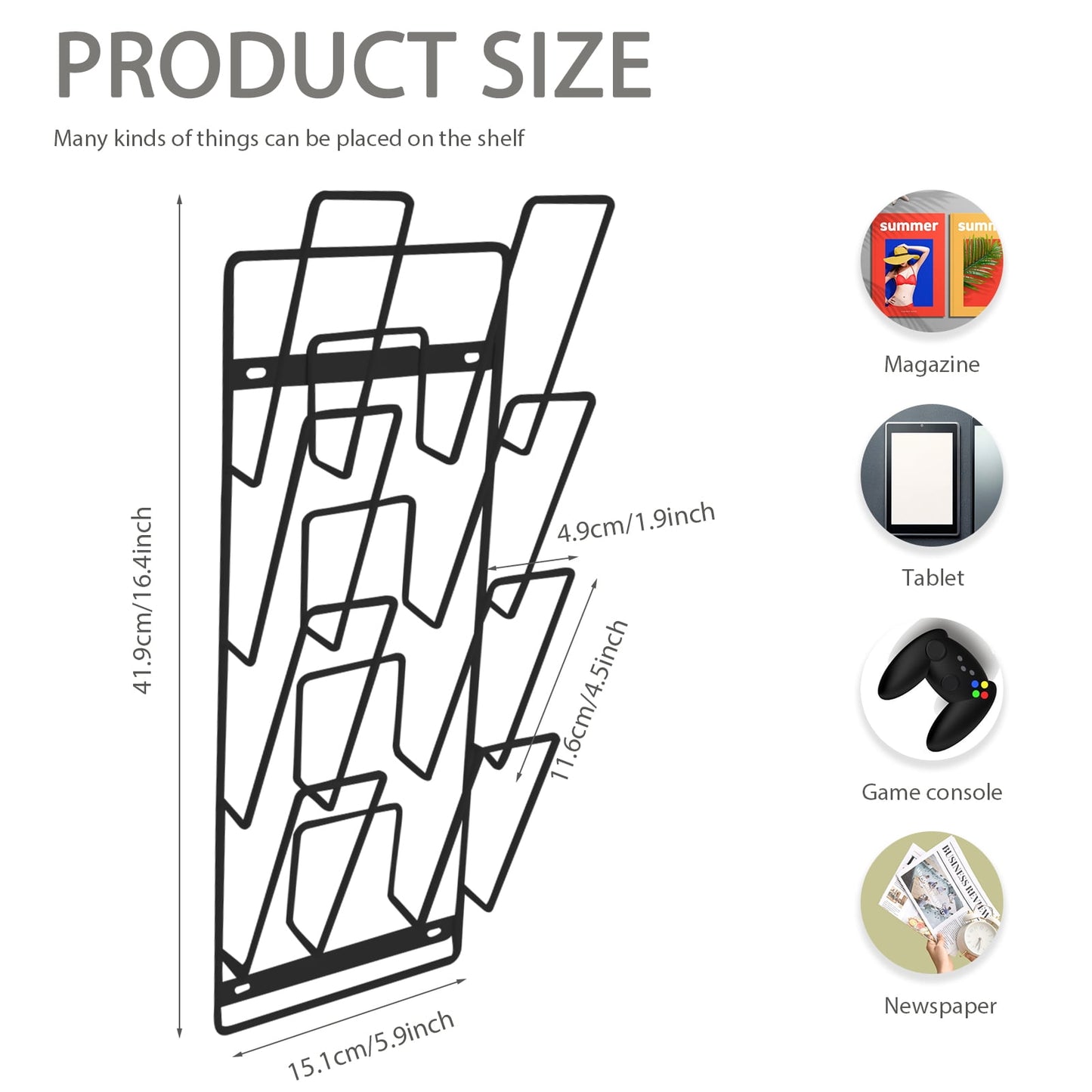 Livhil Device Organizer, Tablet Storage Rack Wall Mount, 4-Tier Tablet Organizer for iPad, Laptop, Gaming Console