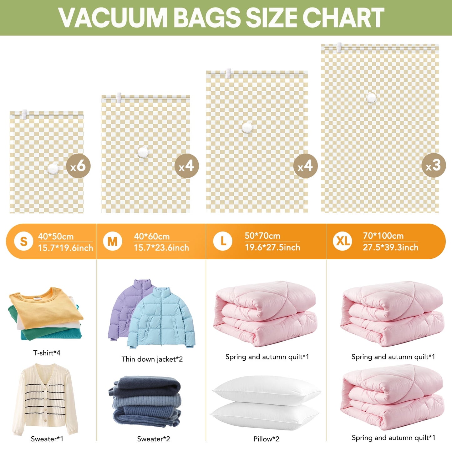 Livhil Vacuum Storage Bags, Home Essentials Space Saver Vacuum Bags Compression, Hand Pump Included