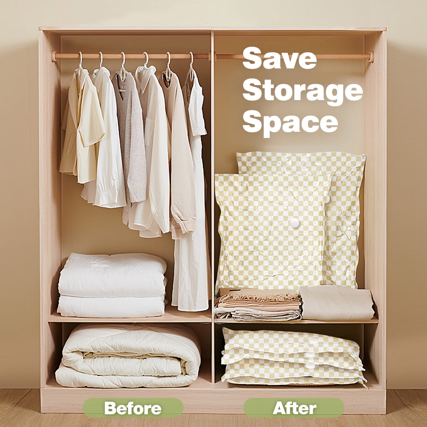 Livhil Vacuum Storage Bags, Home Essentials Space Saver Vacuum Bags Compression, Hand Pump Included