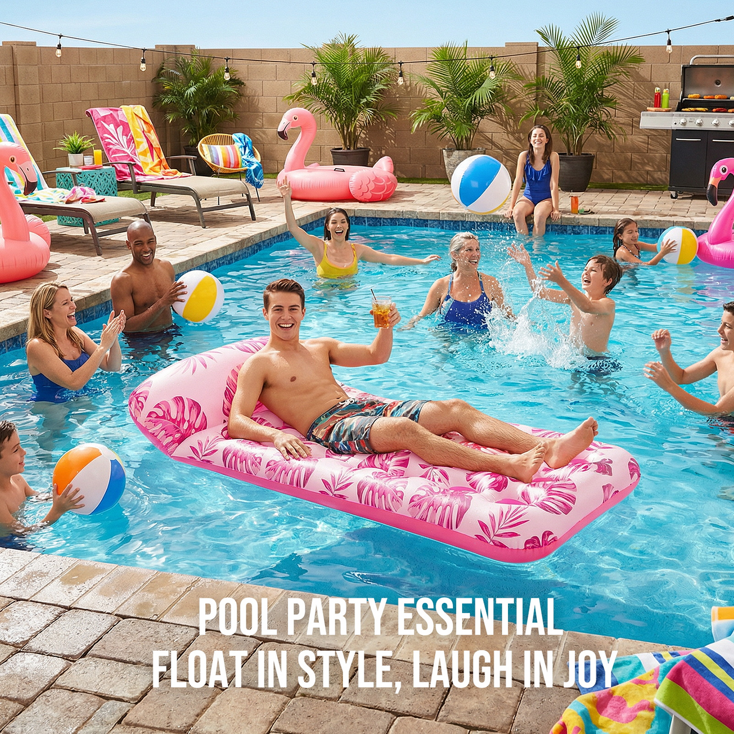 Livhil Inflatable Pool Floats Adult, Large Pool Float , Pool Lounger with Headrest, Pool Rafts, Tanning Pool for Swimming Pool Party