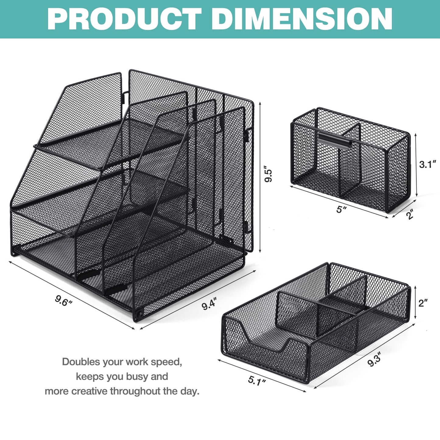 Livhil Desk Organizer Office Accessories, Workspace Rose Gold Desktop Organizer, File Organizer for Desk Drawer Organizer