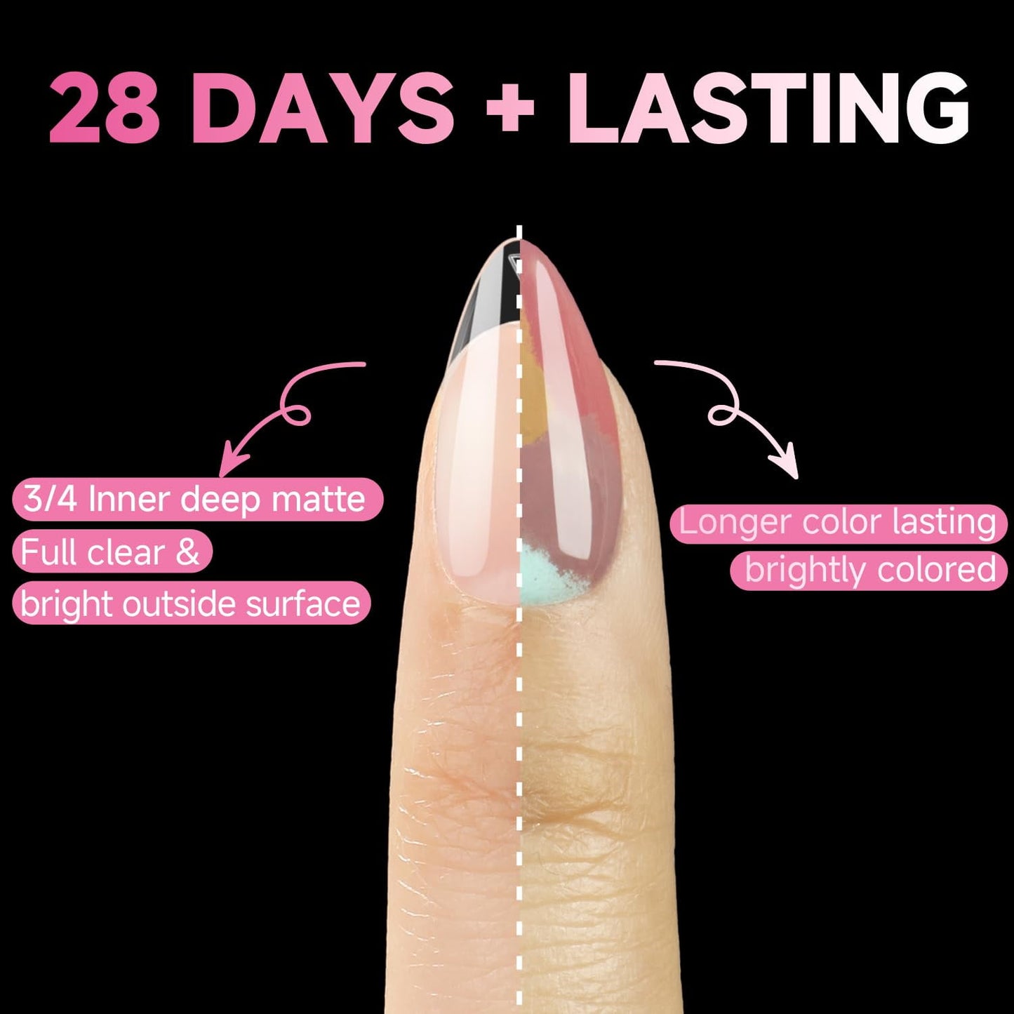 Livhil 312pcs Short Almond Gel Nail Tips, Clear Half Matte Press On Nails for Nail Extensions, Fake Acrylic Nails