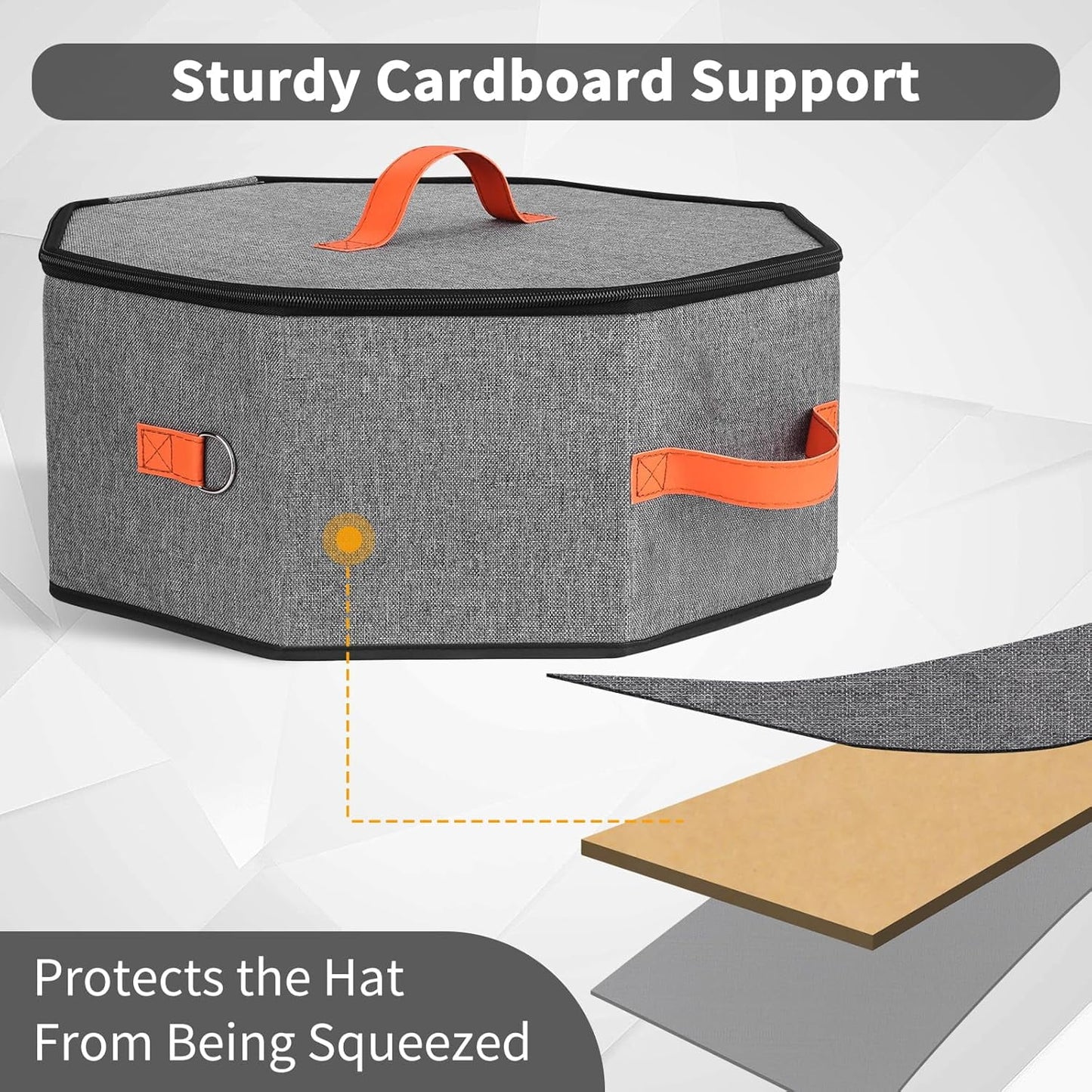 Livhil Hat Storage Box for Women & Men, Hat Boxes with 1 Door Hook Cowboy Hat Box for Travel