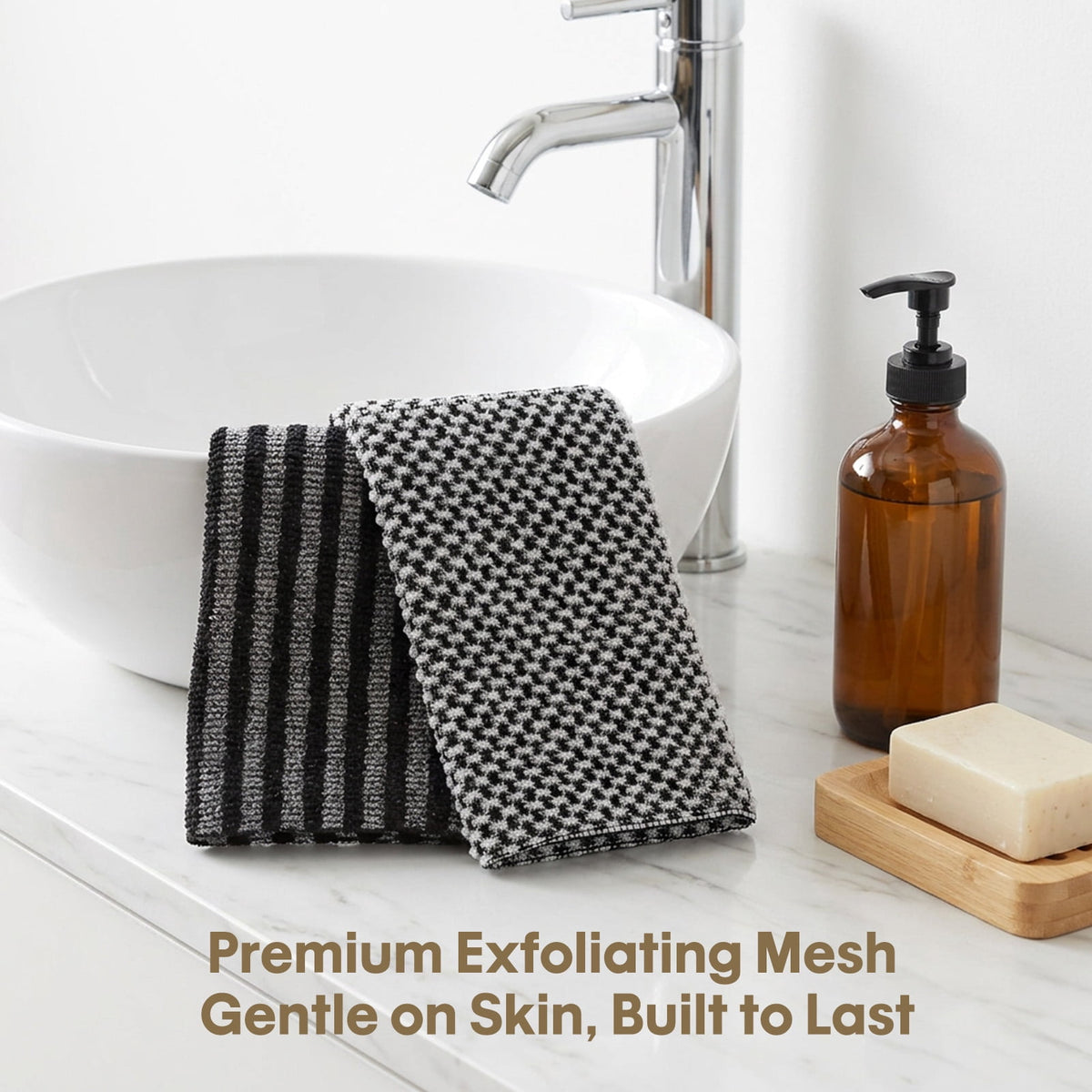 Livhil 2Pcs Exfoliating Shower Towel, Exfoliating Washcloth Stretchable Quick Dry, Exfoliating Towel for Body, Suitable for All Skin