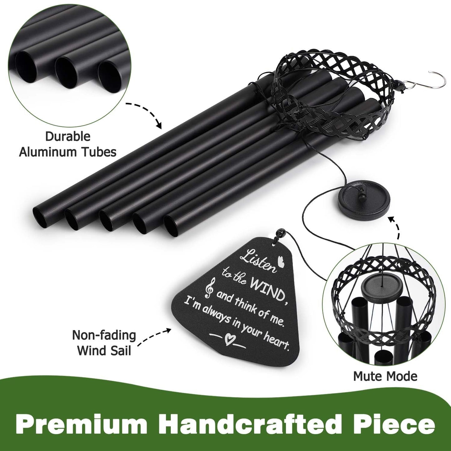 Livhil Wind Chimes for Outside, Memorial Wind Chimes Deep Tone, Soothing Aluminium Windbell