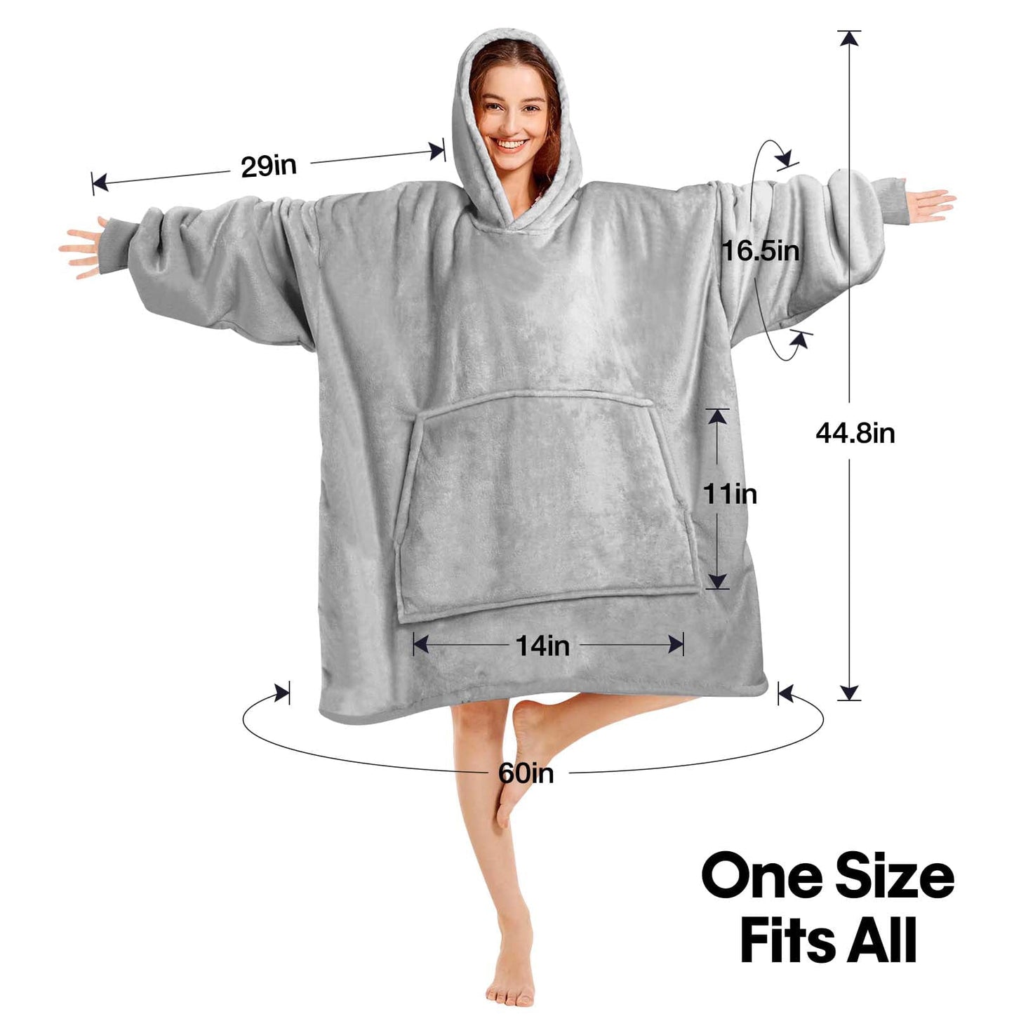 Livhil Wearable Blanket Hoodie, Oversized Sherpa Blanket Hoodie Sweatshirt