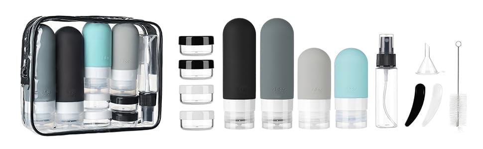 Livhil 16 Pcs Travel Bottles for Toiletries, Leak Proof Refillable Travel Containers, Travel Essentials Silicone Toiletry Bottles