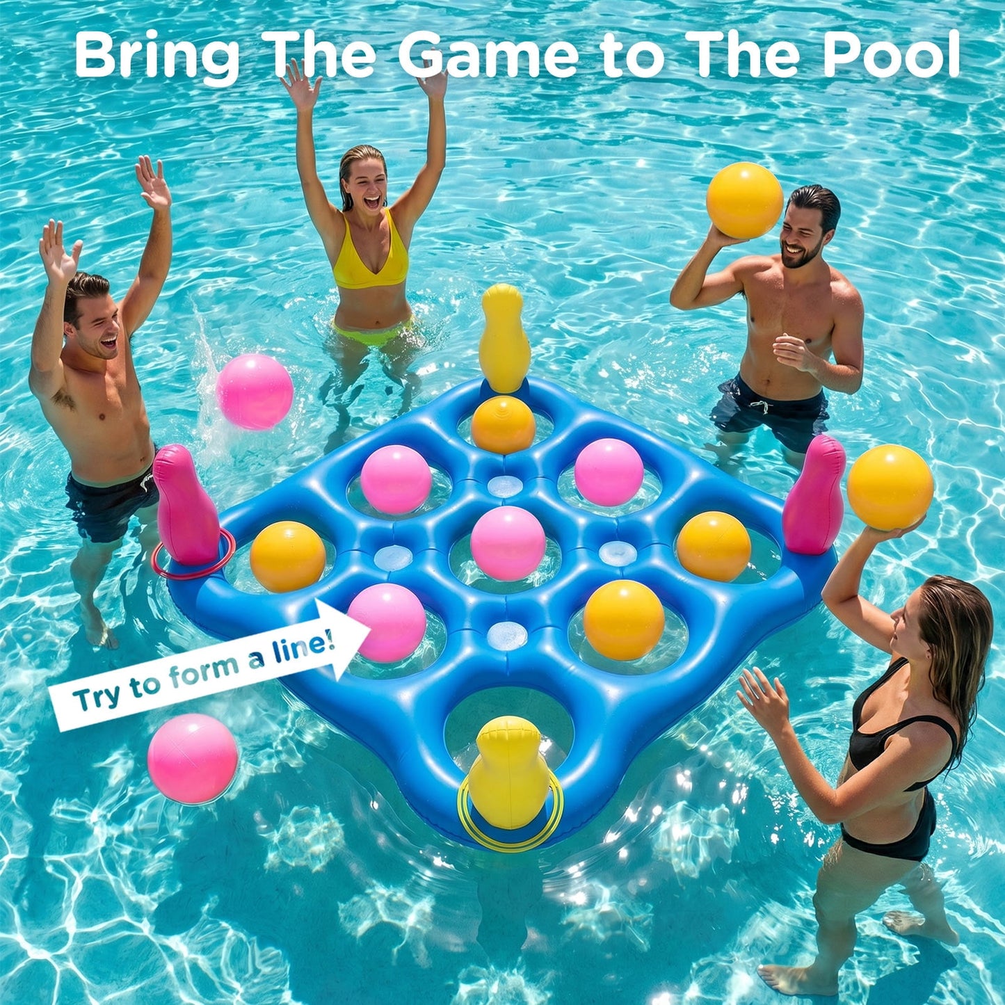 Livhil Pool Games Inflatable Pool Toys Tic Tac Toe Game