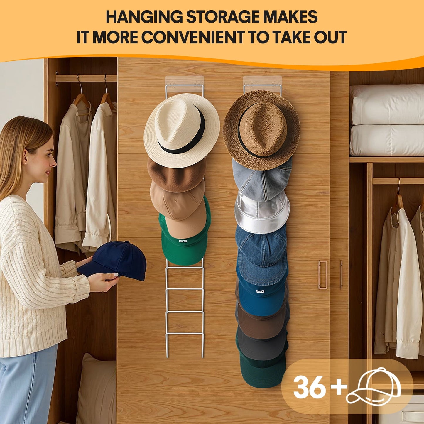 Livhil 12Pack Hat Holder Hat Hanger Hat Organizer Hat Rack for Wall, Door, Wig Holder