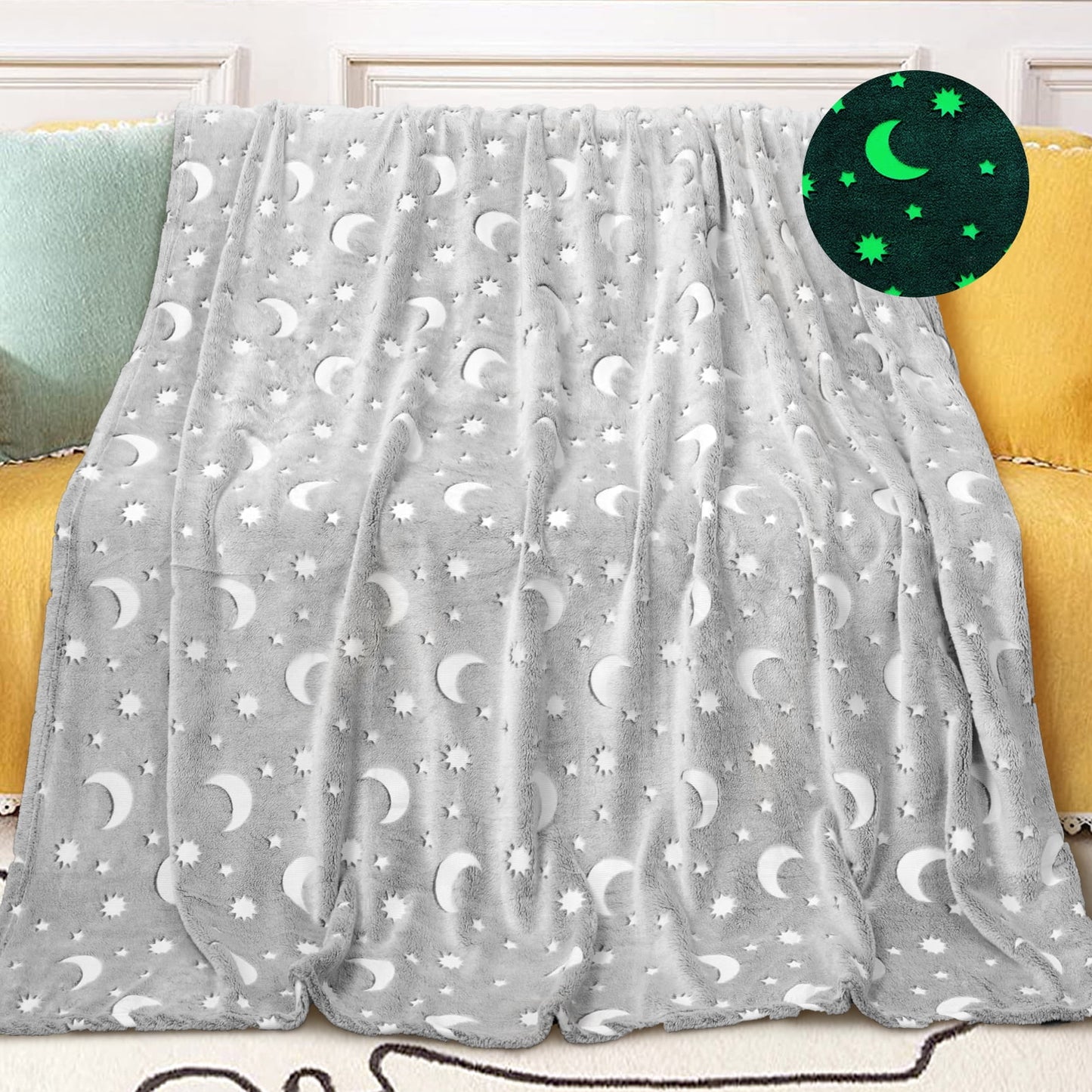 Livhil Glow in the Dark Blanket Throws Unicorns Gifts for Girls, 60 x 70in, Unicorn Blankets