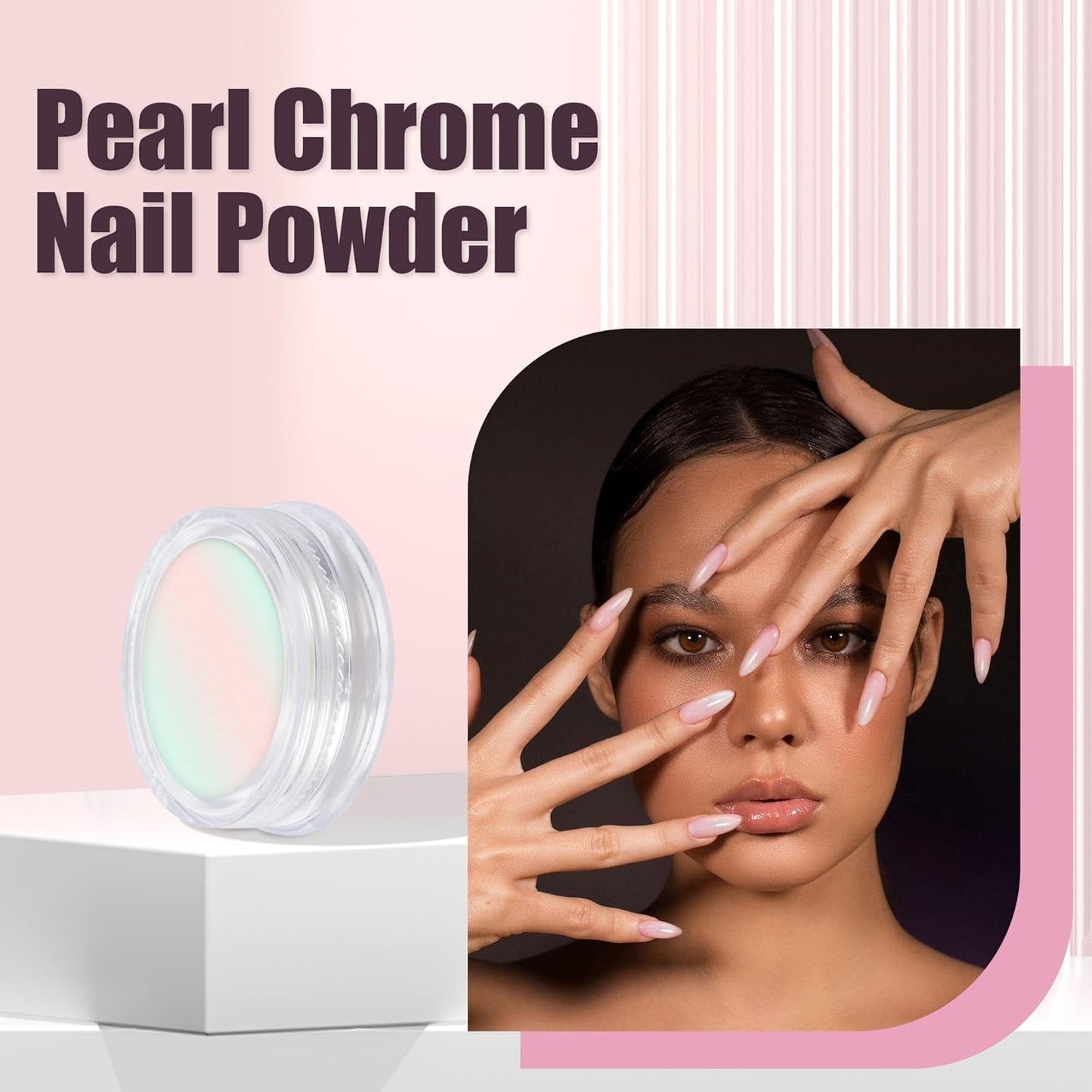 Livhil 8pcs Chrome Nail Powder, Mirror-effect Dip Powder Nail Kit, Pearl Chrome Nail Powder for Home DIY and Nail Salon