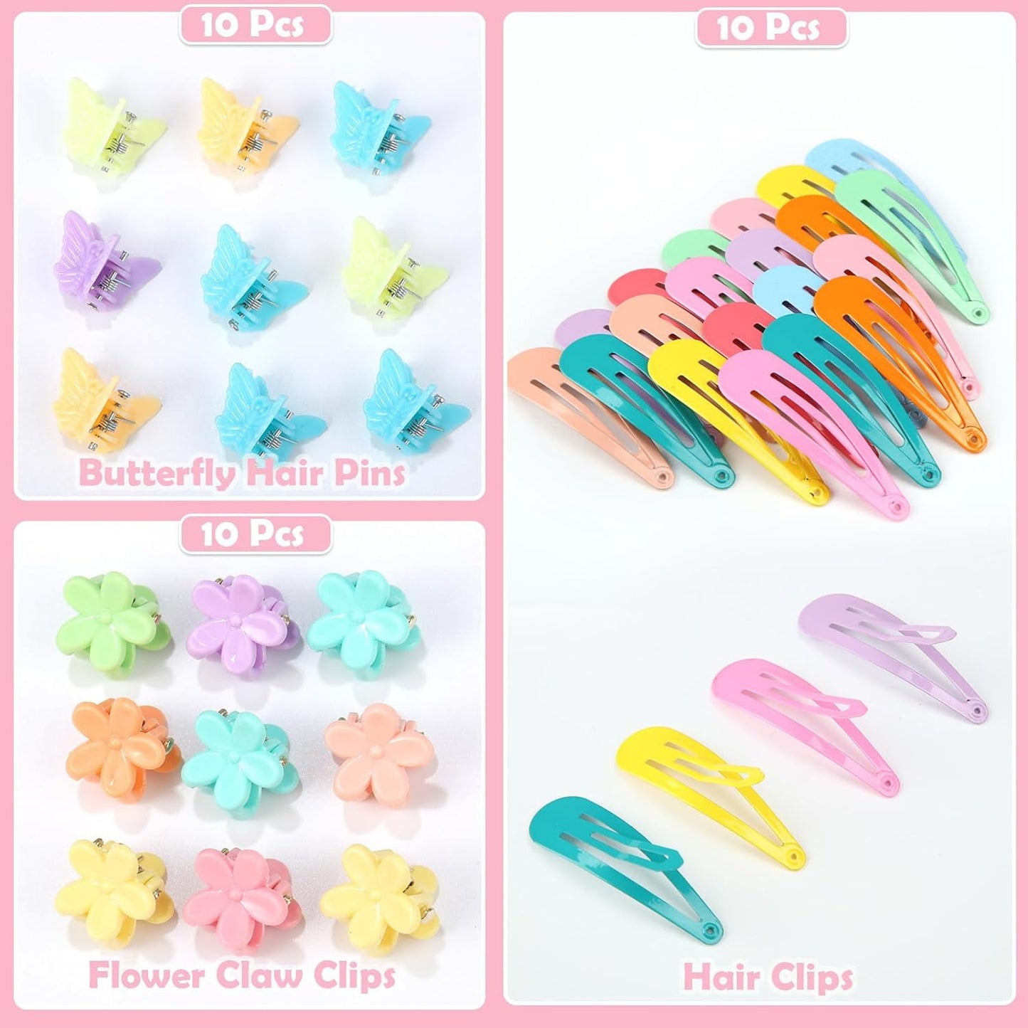 Livhil 24 Colors Hair Rubber Bands with Tail Hair Tools and Hair Clips, 1695 Pcs Elastic Small Hair Ties, Hair Accessories