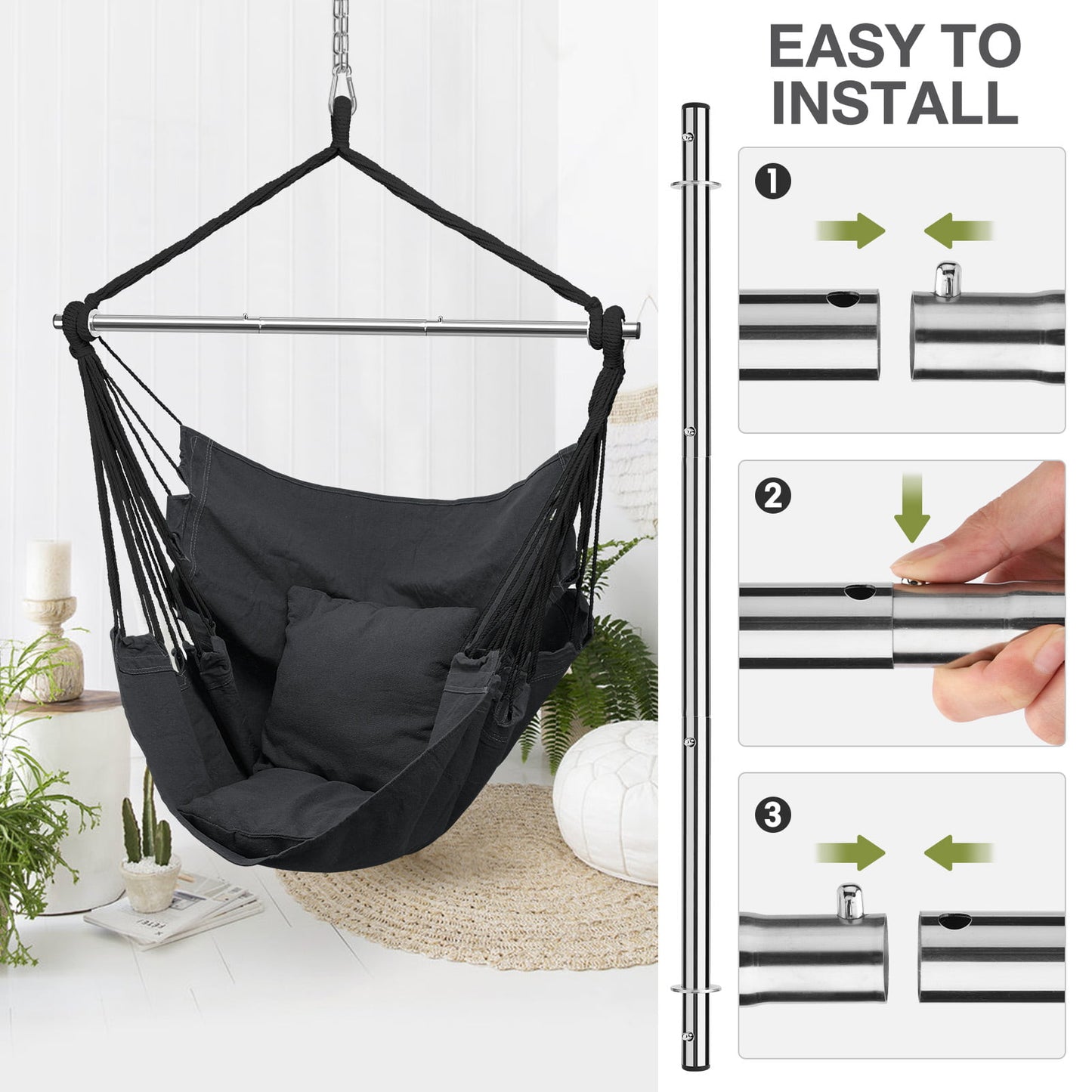 Livhil Hammock Chair Hanging Rope Swing, Outdoor Hanging Chair