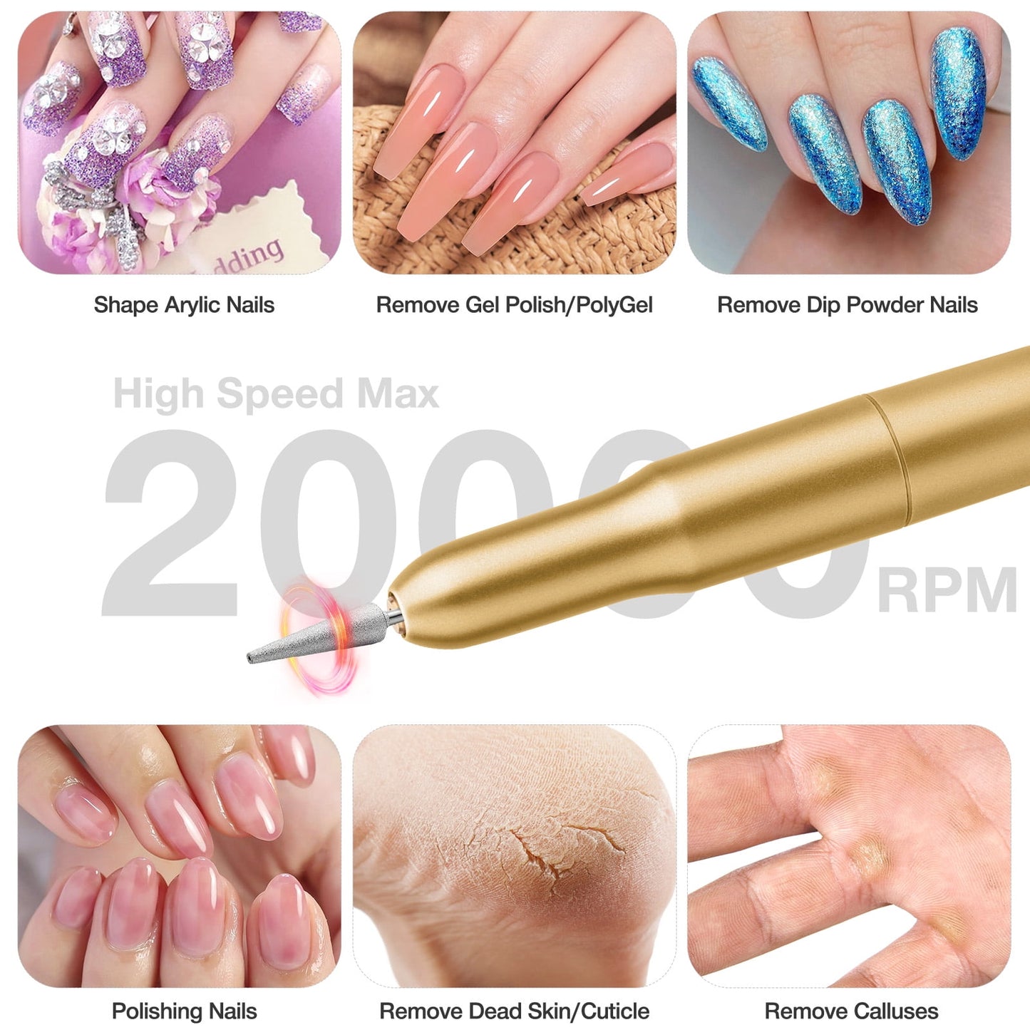 Livhil Electric Nail Drill Machine Nail File Portable Nail Tools with Nail Drill Bits Sanding Bands